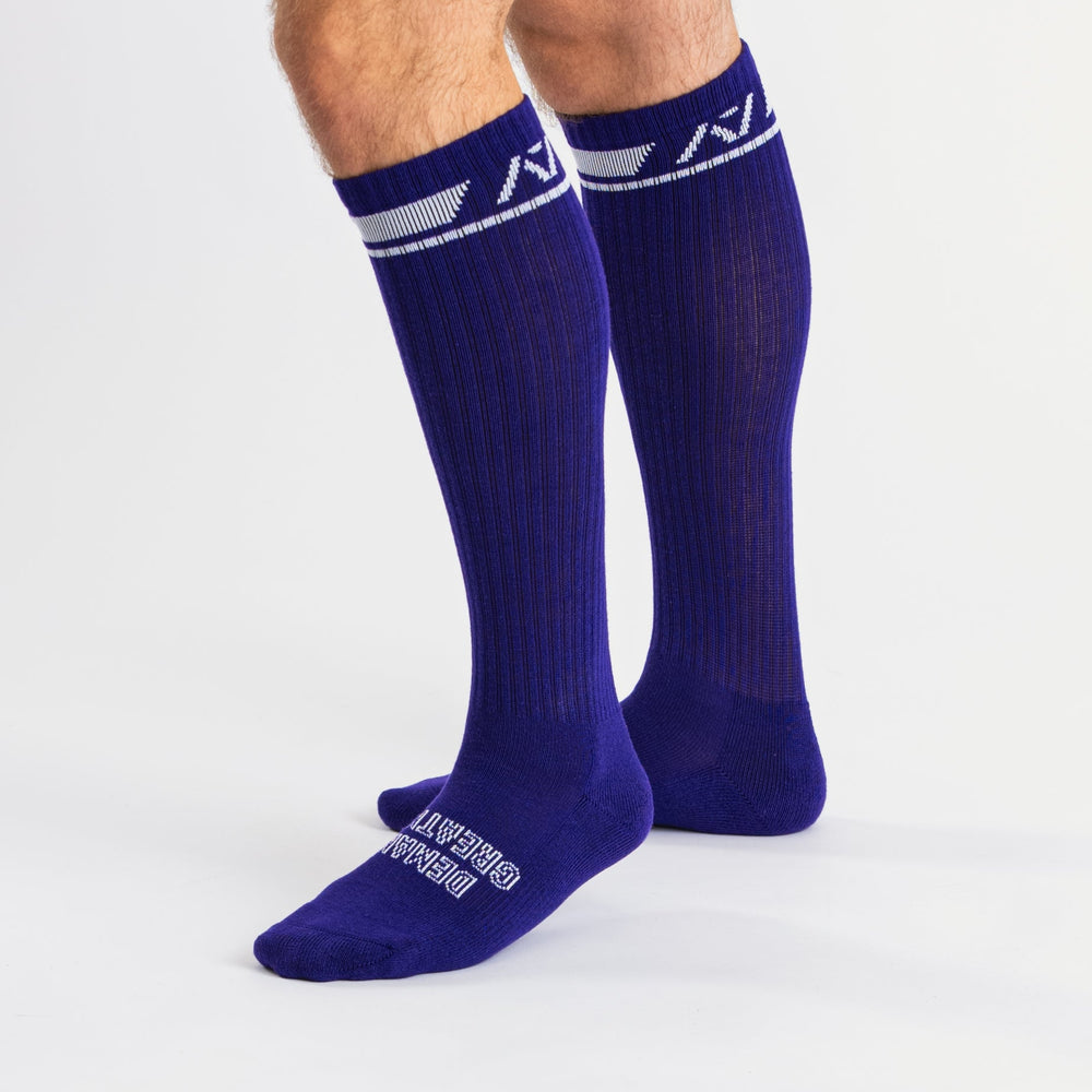 
                      
                        A7 Purple deadlift socks are designed specifically for pulls and keep your shins protected from scrapes. A7 deadlift socks are a perfect pair to wear in training or powerlifting competition. The A7 IPF Approved Kit includes Powerlifting Singlet, A7 Meet Shirt, A7 Zebra Wrist Wraps, A7 Deadlift Socks, Hourglass Knee Sleeves (Stiff Knee Sleeves and Rigor Mortis Knee Sleeves). All A7 Powerlifting Equipment shipping to UK, Norway, Switzerland and Iceland.
                      
                    