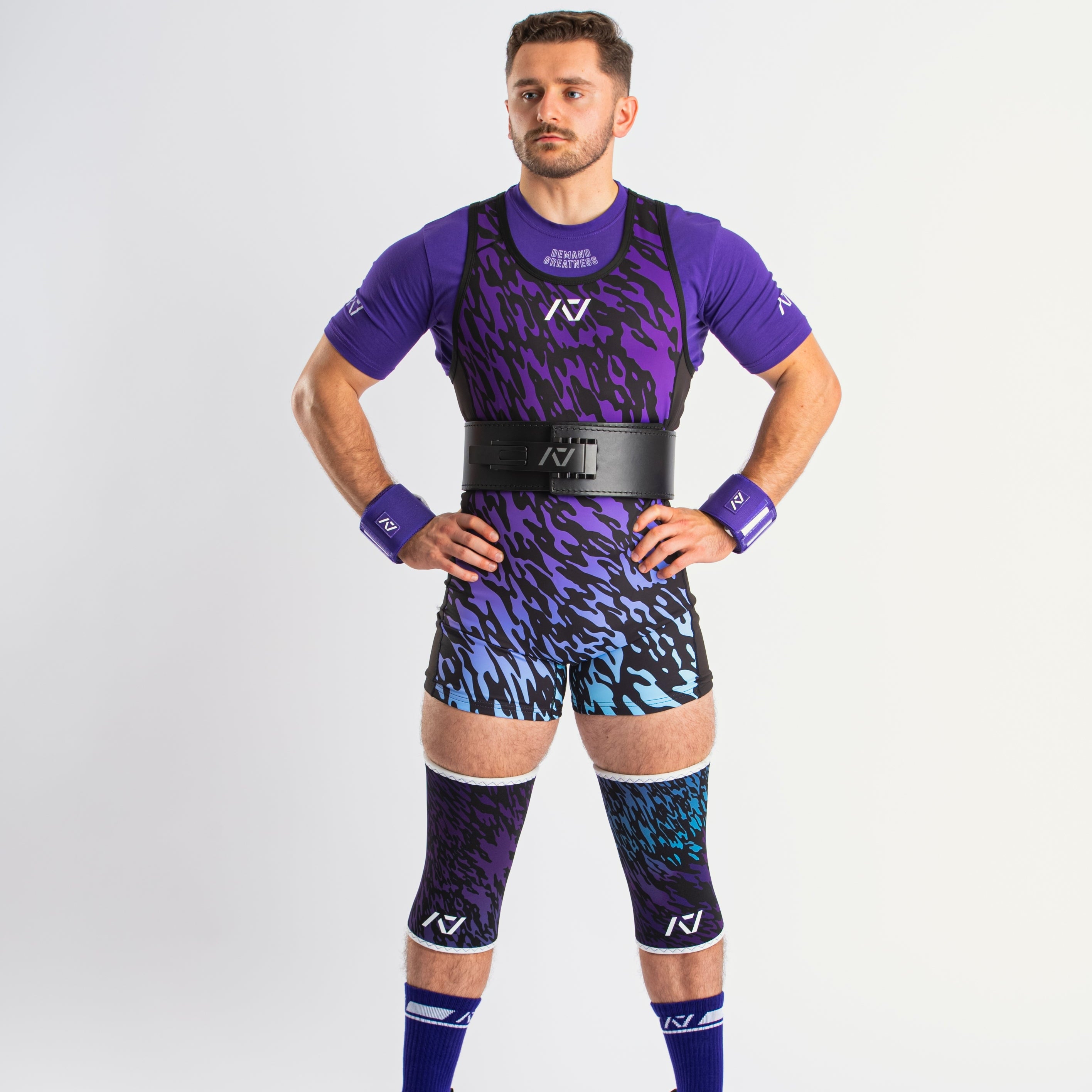 Our IPF APPROVED Rausch Singlets are designed to support the strength and power of an lifter. A racerback design with advanced compression fabric provides powerlifters ultimate support whilst on the platform. IPF Approved Kit includes Rausch Powerlifting Singlet, A7 Meet Shirt, A7 Zebra Wrist Wraps, A7 Deadlift Socks, Hourglass Knee Sleeves (Stiff Knee Sleeves and Rigor Mortis Knee Sleeves). All A7 Powerlifting Equipment shipping to UK, Norway, Switzerland and Iceland.