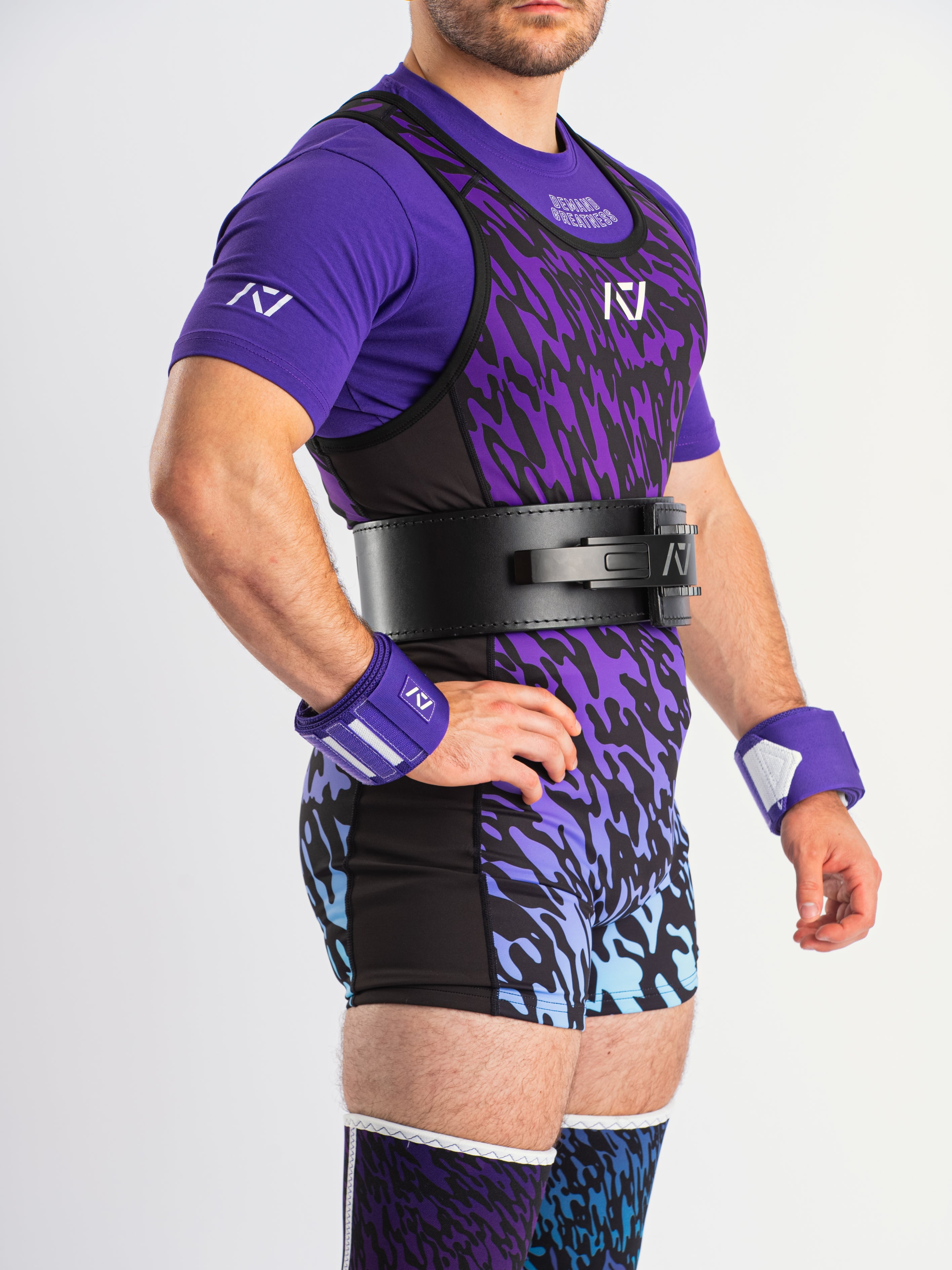 Our IPF APPROVED Rausch Singlets are designed to support the strength and power of an lifter. A racerback design with advanced compression fabric provides powerlifters ultimate support whilst on the platform. IPF Approved Kit includes Rausch Powerlifting Singlet, A7 Meet Shirt, A7 Zebra Wrist Wraps, A7 Deadlift Socks, Hourglass Knee Sleeves (Stiff Knee Sleeves and Rigor Mortis Knee Sleeves). All A7 Powerlifting Equipment shipping to UK, Norway, Switzerland and Iceland.