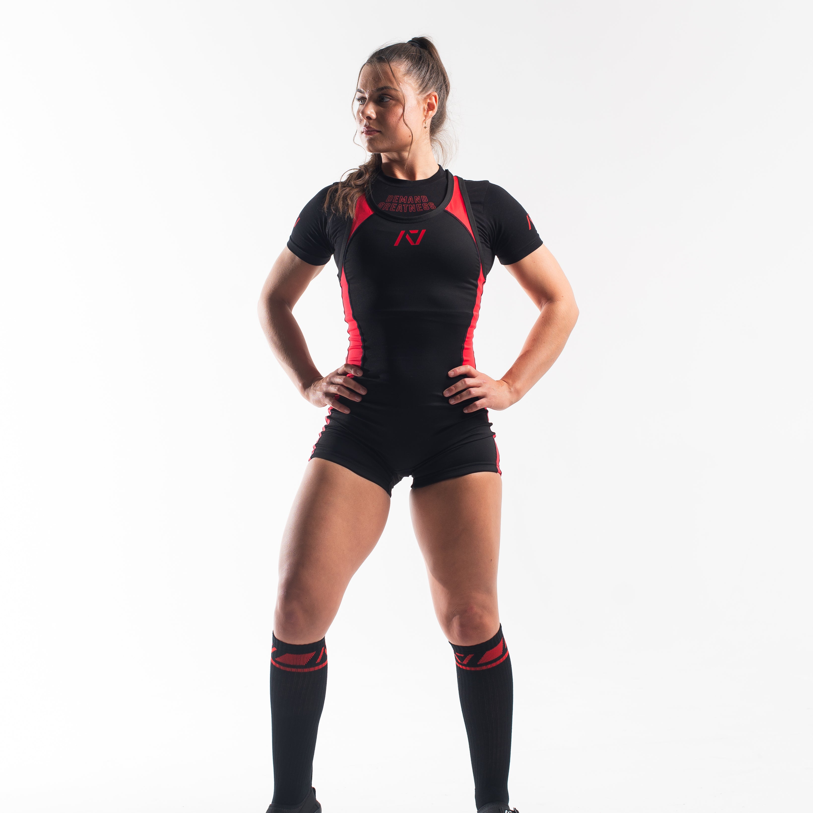 A7 IPF Approved Red Dawn Luno singlet features extra lat mobility, side panel stitching to guide the squat depth level and curved panel design for a slimming look. The Women's cut singlet features a tapered waist and additional quad room. The IPF Approved Kit includes Luno Powerlifting Singlet, A7 Meet Shirt, A7 Zebra Wrist Wraps, A7 Deadlift Socks, Hourglass Knee Sleeves (Stiff Knee Sleeves and Rigor Mortis Knee Sleeves). All A7 Powerlifting Equipment shipping to UK, Norway, Switzerland and Iceland.