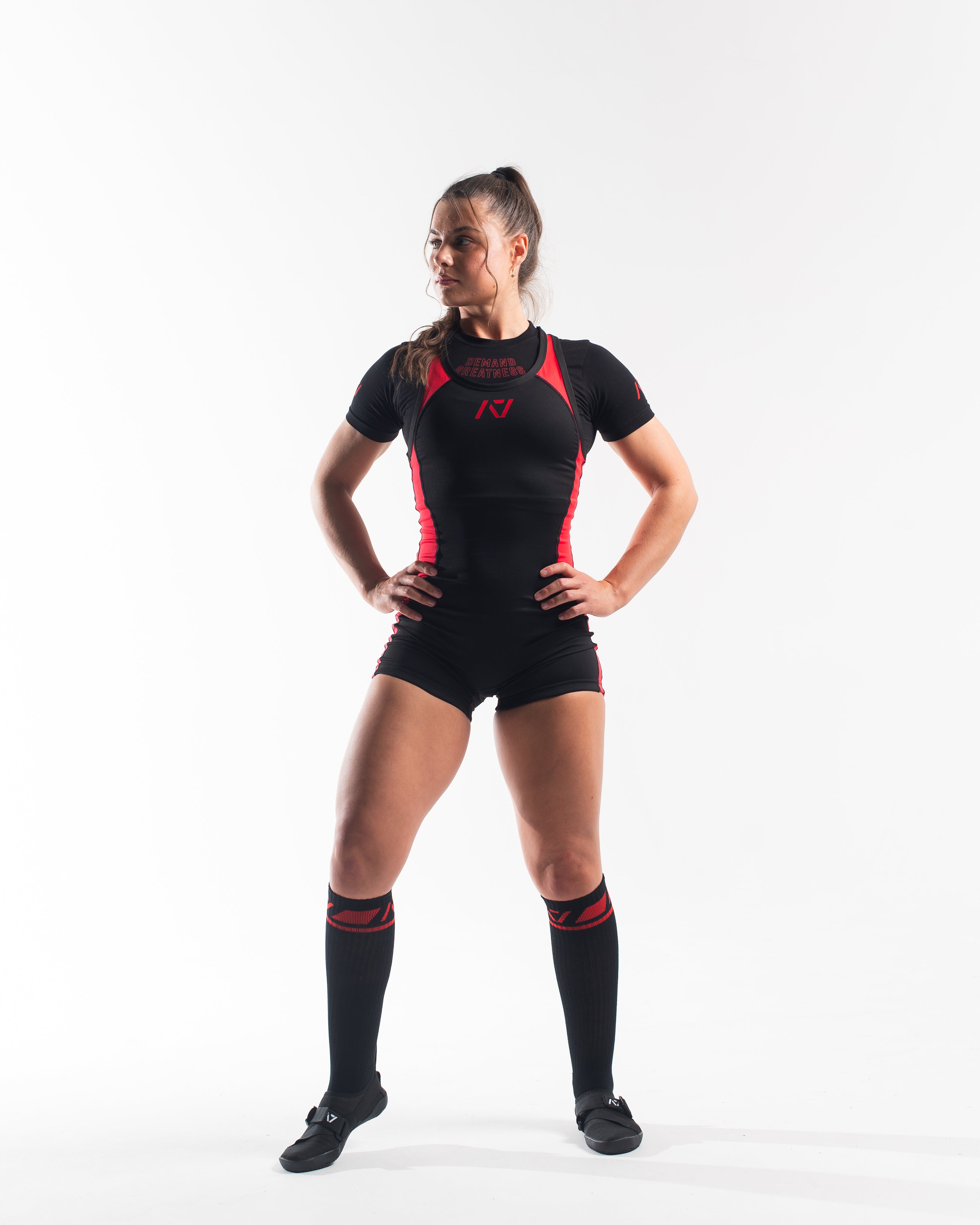 A7 IPF Approved Red Dawn Luno singlet features extra lat mobility, side panel stitching to guide the squat depth level and curved panel design for a slimming look. The Women's cut singlet features a tapered waist and additional quad room. The IPF Approved Kit includes Luno Powerlifting Singlet, A7 Meet Shirt, A7 Zebra Wrist Wraps, A7 Deadlift Socks, Hourglass Knee Sleeves (Stiff Knee Sleeves and Rigor Mortis Knee Sleeves). All A7 Powerlifting Equipment shipping to UK, Norway, Switzerland and Iceland.