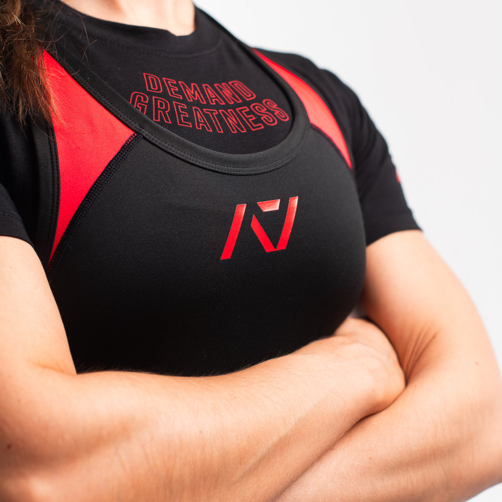 
                      
                        A7 IPF Approved Red Dawn Luno singlet features extra lat mobility, side panel stitching to guide the squat depth level and curved panel design for a slimming look. The Women's cut singlet features a tapered waist and additional quad room. The IPF Approved Kit includes Luno Powerlifting Singlet, A7 Meet Shirt, A7 Zebra Wrist Wraps, A7 Deadlift Socks, Hourglass Knee Sleeves (Stiff Knee Sleeves and Rigor Mortis Knee Sleeves). All A7 Powerlifting Equipment shipping to UK, Norway, Switzerland and Iceland.
                      
                    