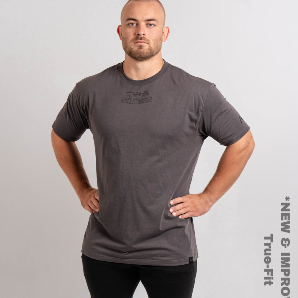 Demand Greatness True-Fit Shadow Stone Grey is our new meet shirt design highlighting Demand Greatness with a double outline font to showcase your impact on the platform. The Shirt is IPF Approved. Shop the full A7 Powerlifting IPF Approved Equipment collection. The IPF Approved Kit includes Powerlifting Singlet, A7 Meet Shirt, A7 Zebra Wrist Wraps, A7 Deadlift Socks, Hourglass Knee Sleeves (Stiff and Rigor Mortis Knee Sleeves). All A7 Powerlifting Equipment shipping to UK, Norway, Switzerland and Iceland.