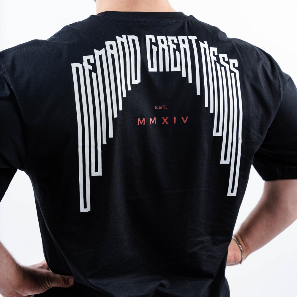 
                      
                        Eclipse DG is a fresh designs you’ll want in your collection! This Over-Fit tee has our mantra "Demand Greatness" printed across the back, as a reminder of why we do what we do. All A7 Powerlifting Equipment shipping to UK, Norway, Switzerland and Iceland.
                      
                    