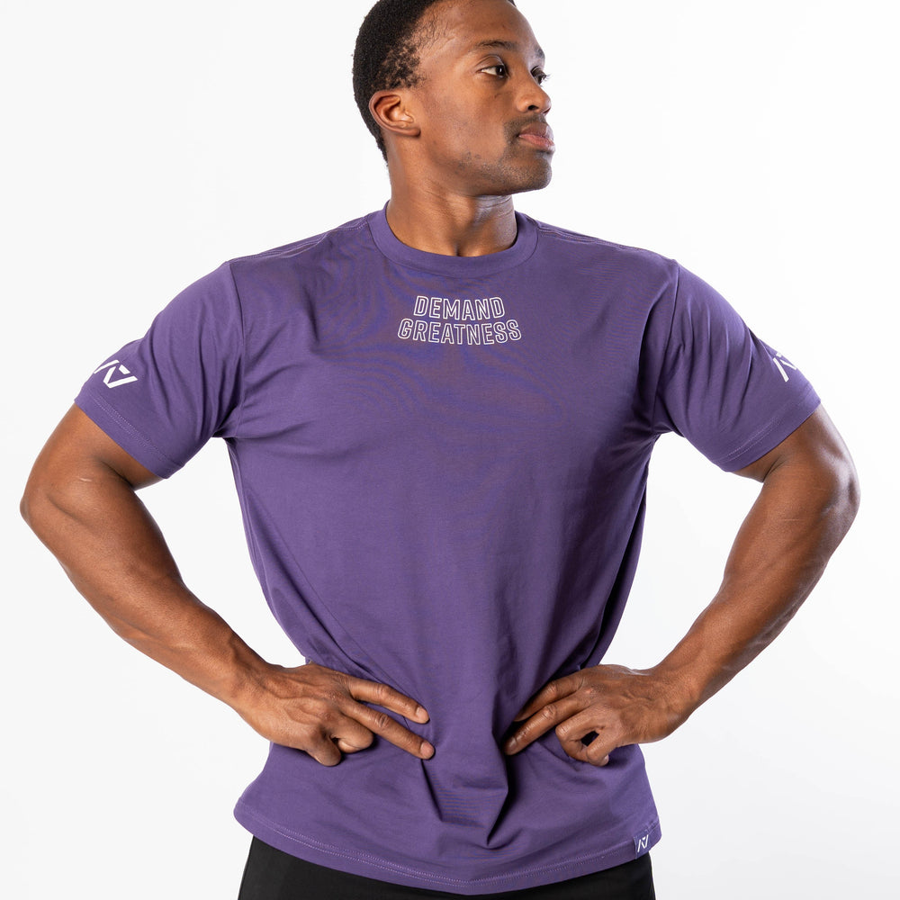 
                      
                        Demand Greatness True-Fit Purple is our new meet shirt design highlighting Demand Greatness with a double outline font to showcase your impact on the platform. The Shirt is IPF Approved. Shop the full A7 Powerlifting IPF Approved Equipment collection. The IPF Approved Kit includes Powerlifting Singlet, A7 Meet Shirt, A7 Zebra Wrist Wraps, A7 Deadlift Socks, Hourglass Knee Sleeves (Stiff and Rigor Mortis Knee Sleeves). All A7 Powerlifting Equipment shipping to UK, Norway, Switzerland and Iceland.
                      
                    