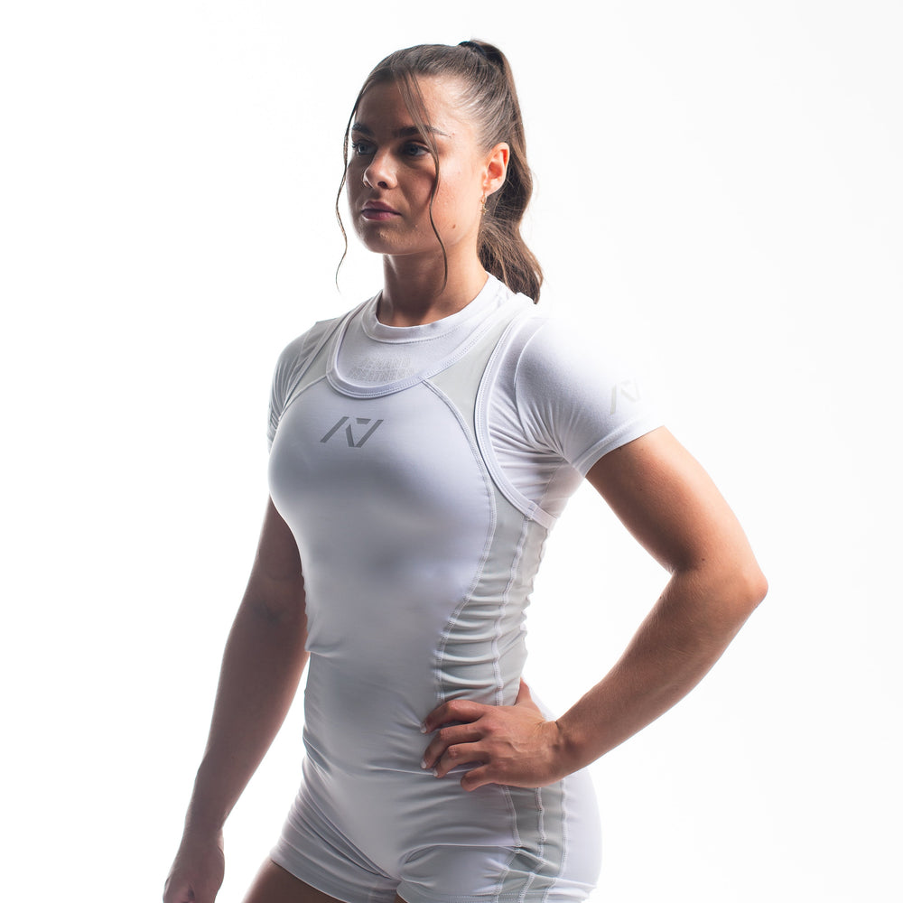 
                      
                        A7 IPF Approved Polar Luno singlet features extra lat mobility, side panel stitching to guide the squat depth level and curved panel design for a slimming look. The Women's cut singlet features a tapered waist and additional quad room. The IPF Approved Kit includes Luno Powerlifting Singlet, A7 Meet Shirt, A7 Zebra Wrist Wraps, A7 Deadlift Socks, Hourglass Knee Sleeves (Stiff Knee Sleeves and Rigor Mortis Knee Sleeves). All A7 Powerlifting Equipment shipping to UK, Norway, Switzerland and Iceland.
                      
                    