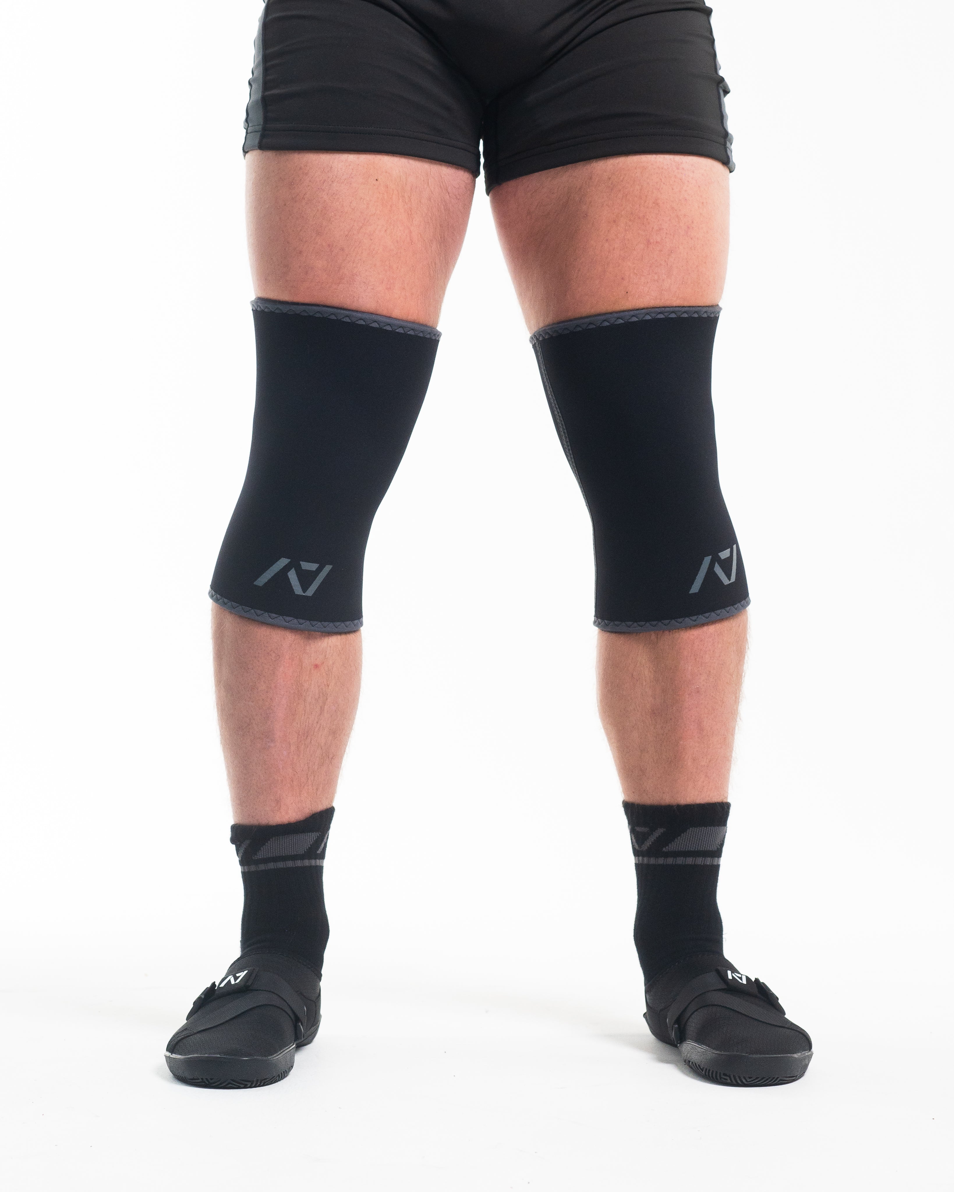 A7 IPF Approved Hourglass Knee Sleeves feature an hourglass-shaped centre taper fit to help provide knee compression while maintaining proper tightness around the calf and quad, offered in three stiffnesses (Flexi, Stiff and Rigor Mortis). Shop the full A7 Powerlifting IPF Approved Equipment collection. The IPF Approved Kit includes Powerlifting Singlet, A7 Meet Shirt, A7 Zebra Wrist Wraps and A7 Deadlift Socks. All A7 Powerlifting Equipment shipping to UK, Norway, Switzerland and Iceland. 