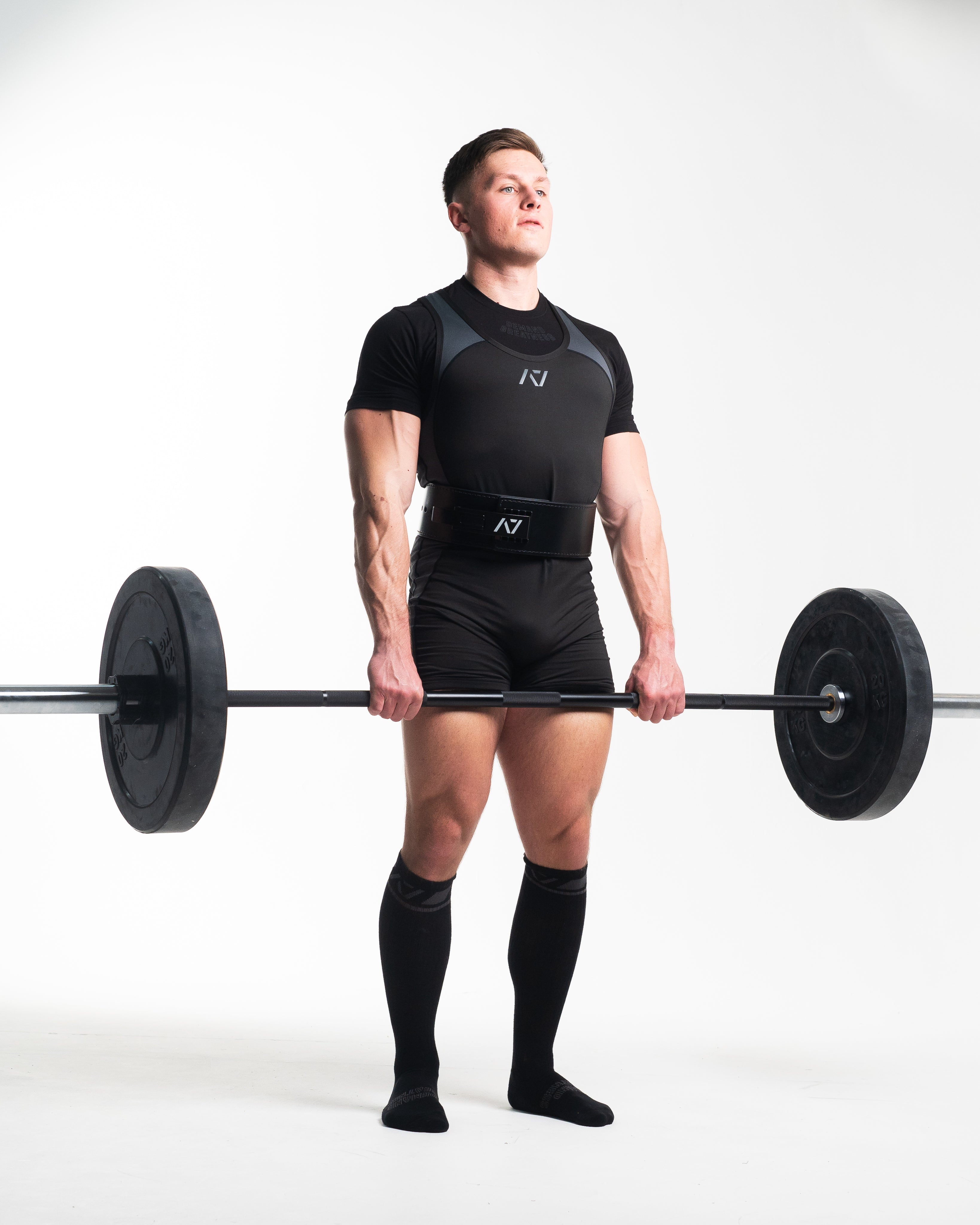 A7 Shadow Stone Deadlift socks are designed specifically for pulls and keep your shins protected from scrapes. A7 deadlift socks are a perfect pair to wear in training or powerlifting competition. The IPF Approved Kit includes Powerlifting Singlet, A7 Meet Shirt, A7 Zebra Wrist Wraps, A7 Deadlift Socks, Hourglass Knee Sleeves (Stiff Knee Sleeves and Rigor Mortis Knee Sleeves). All A7 Powerlifting Equipment shipping to UK, Norway, Switzerland and Iceland.