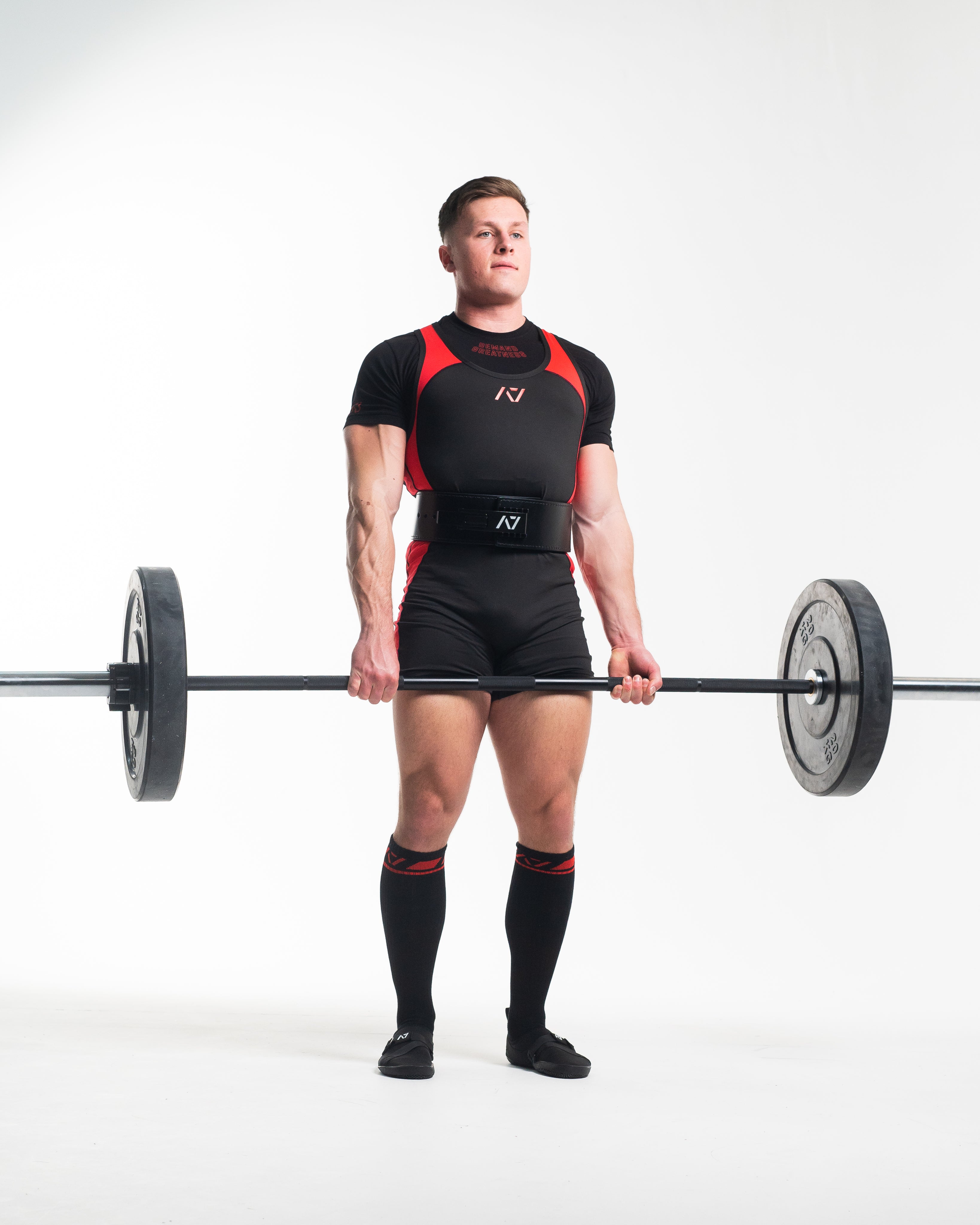 A7 Red Dawn Deadlift socks are designed specifically for pulls and keep your shins protected from scrapes. A7 deadlift socks are a perfect pair to wear in training or powerlifting competition. The IPF Approved Kit includes Powerlifting Singlet, A7 Meet Shirt, A7 Zebra Wrist Wraps, A7 Deadlift Socks, Hourglass Knee Sleeves (Stiff Knee Sleeves and Rigor Mortis Knee Sleeves). All A7 Powerlifting Equipment shipping to UK, Norway, Switzerland and Iceland.