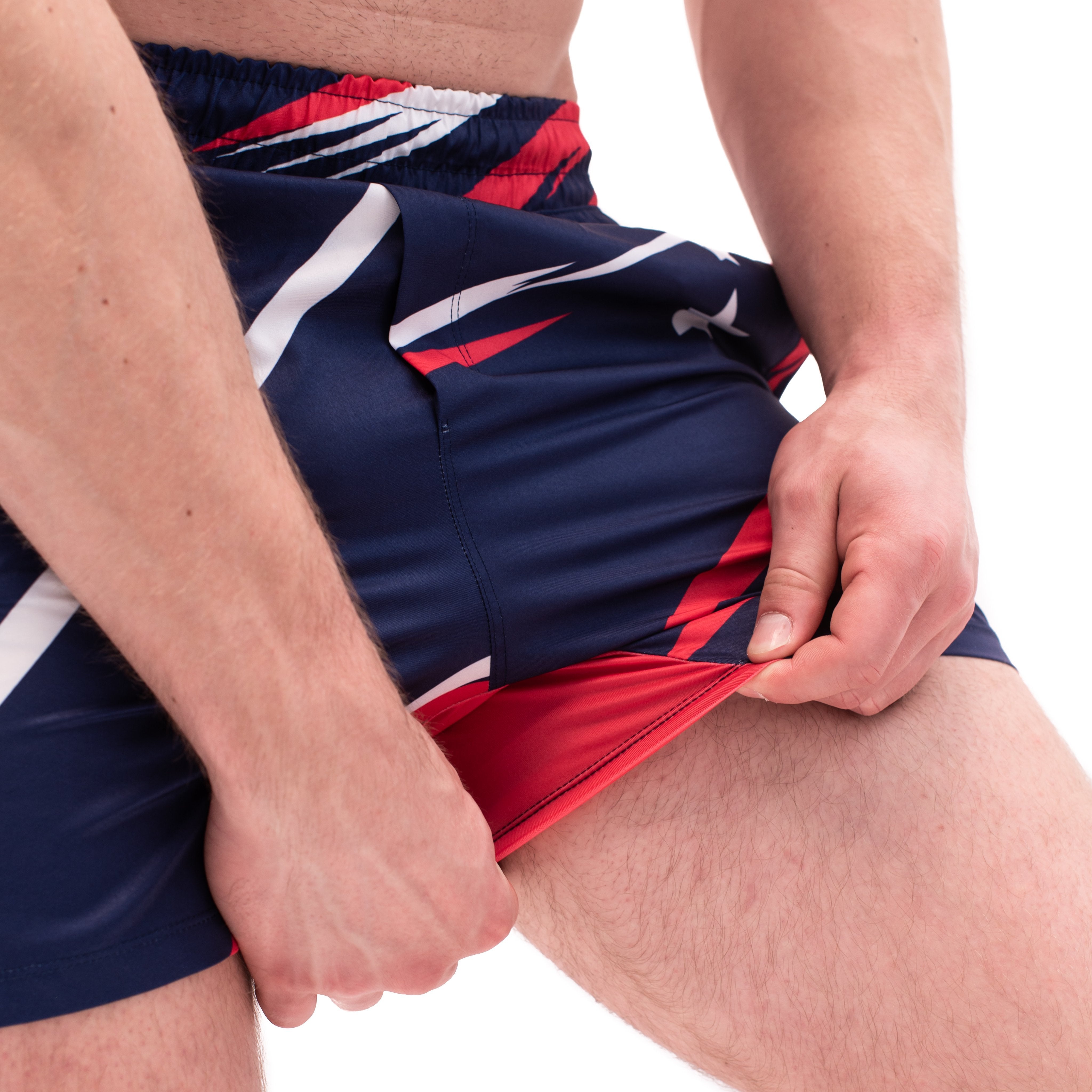 Have you ever squatted in shorts and realised that they may be too tight on you at the bottom of a squat? We have solved this problem with A7 Centre-stretch Squat Shorts. The shorts are made with stretchy fabric in between legs so you are never constricted during your squat. KWD shorts have a shorter inseam and are designed to show off your quads (KWaDs).