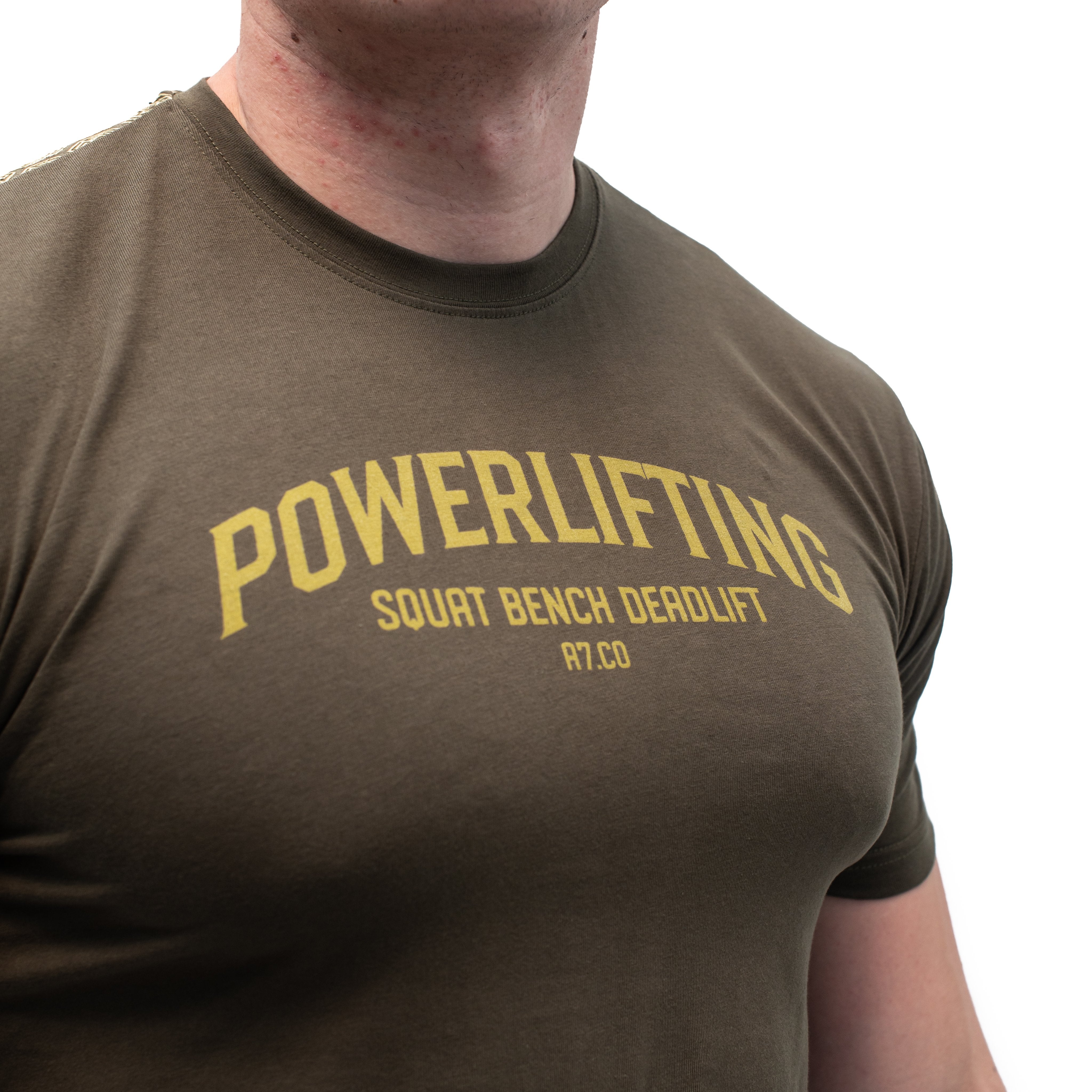 Powerlifting Military Bar Grip T-shirt, great as a squat shirt. Purchase Powerlifting Military Bar Grip tshirt UK from A7 UK or A7 Europe. No more chalk and no more sliding. Best Bar Grip Tshirts, shipping to UK and Europe from A7 UK or A7 Europe. The best Powerlifting apparel for all your workouts. Available in UK and Europe including France, Italy, Germany, Sweden and Poland