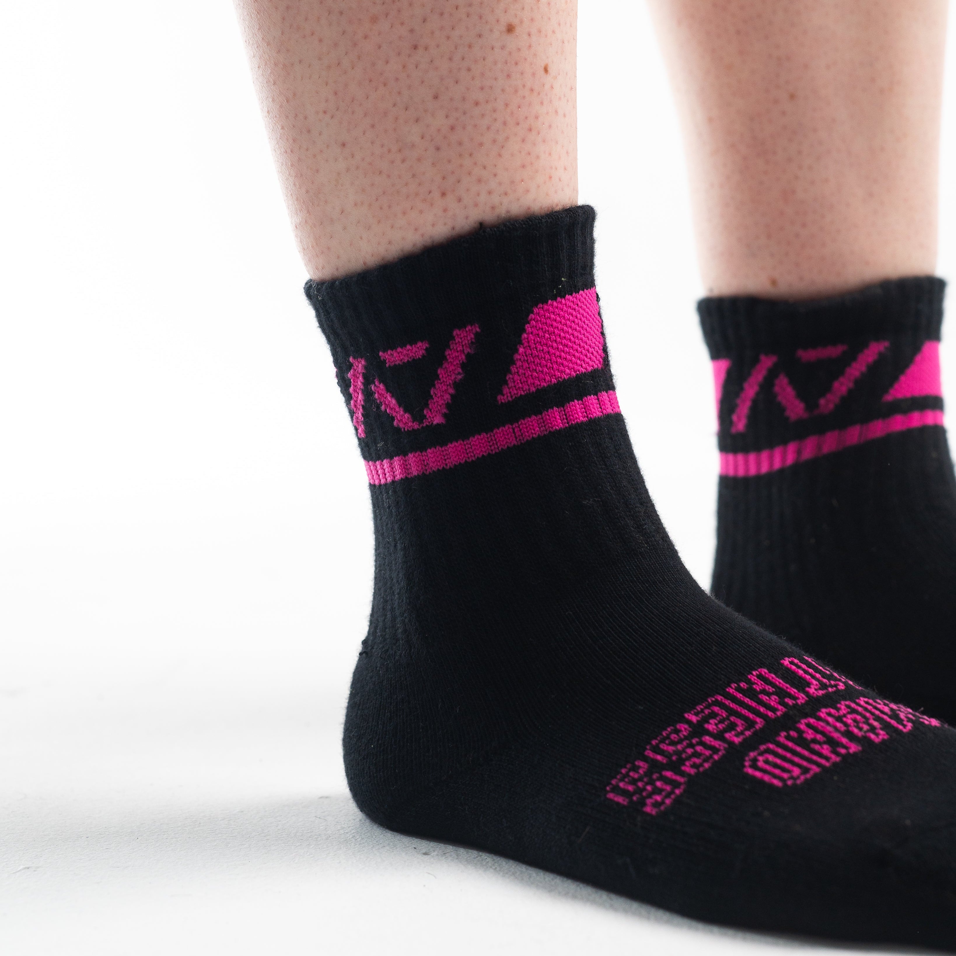 A7 Flamingo Crew socks showcase pink logos and let your energy show on the platform, in your training or while out and about. The IPF Approved Flamingo Meet Kit includes Powerlifting Singlet, A7 Meet Shirt, A7 Zebra Wrist Wraps, A7 Deadlift Socks, Hourglass Knee Sleeves (Stiff Knee Sleeves and Rigor Mortis Knee Sleeves). All A7 Powerlifting Equipment shipping to UK, Norway, Switzerland 