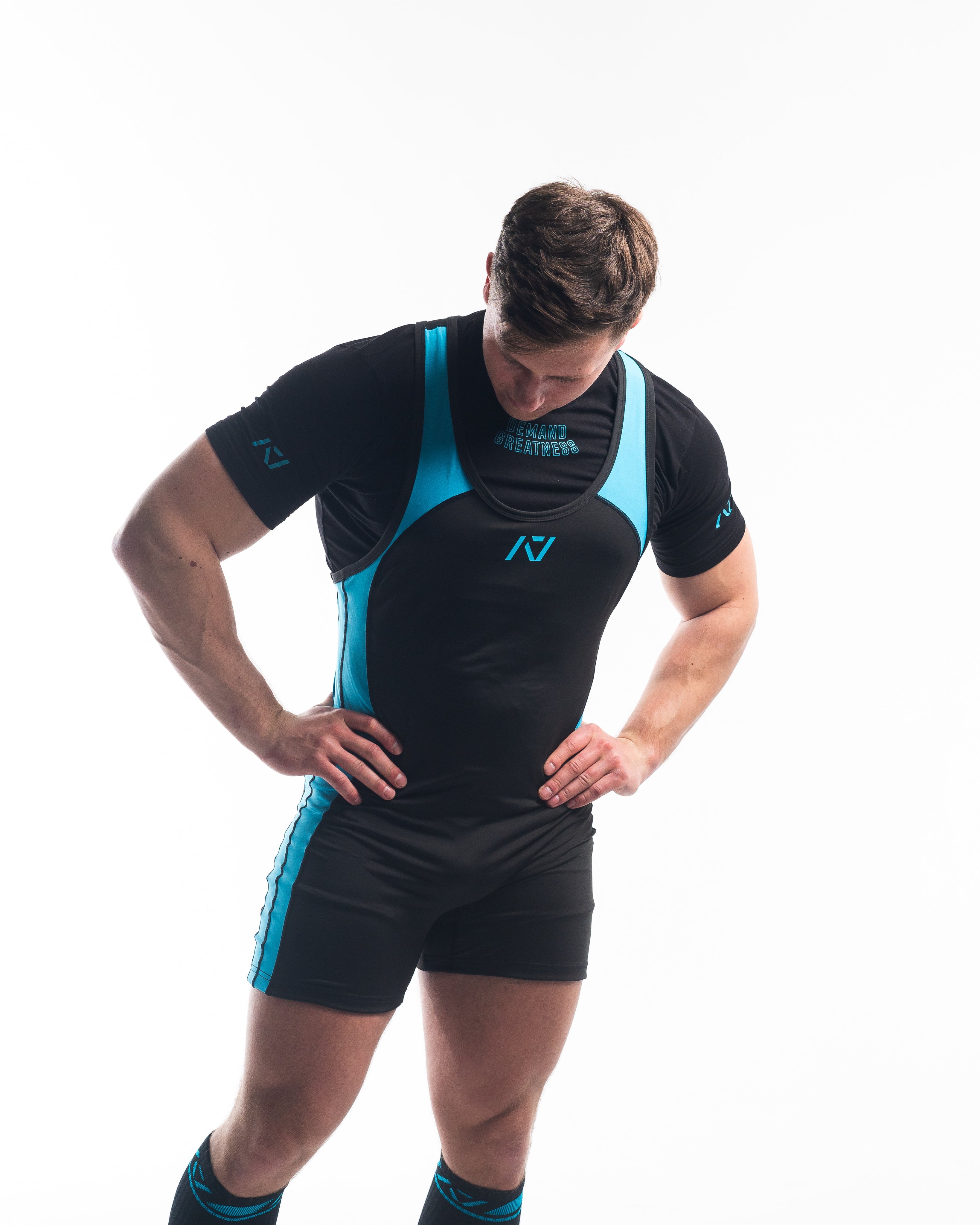 A7 IPF Approved Azul Luno singlet features extra lat mobility, side panel stitching to guide the squat depth level and curved panel design for a slimming look. The Women's cut singlet features a tapered waist and additional quad room. The IPF Approved Kit includes Luno Powerlifting Singlet, A7 Meet Shirt, A7 Deadlift Socks, Hourglass Knee Sleeves (Stiff Knee Sleeves and Rigor Mortis Knee Sleeves). All A7 Powerlifting Equipment shipping to UK, Norway, Switzerland and Iceland.