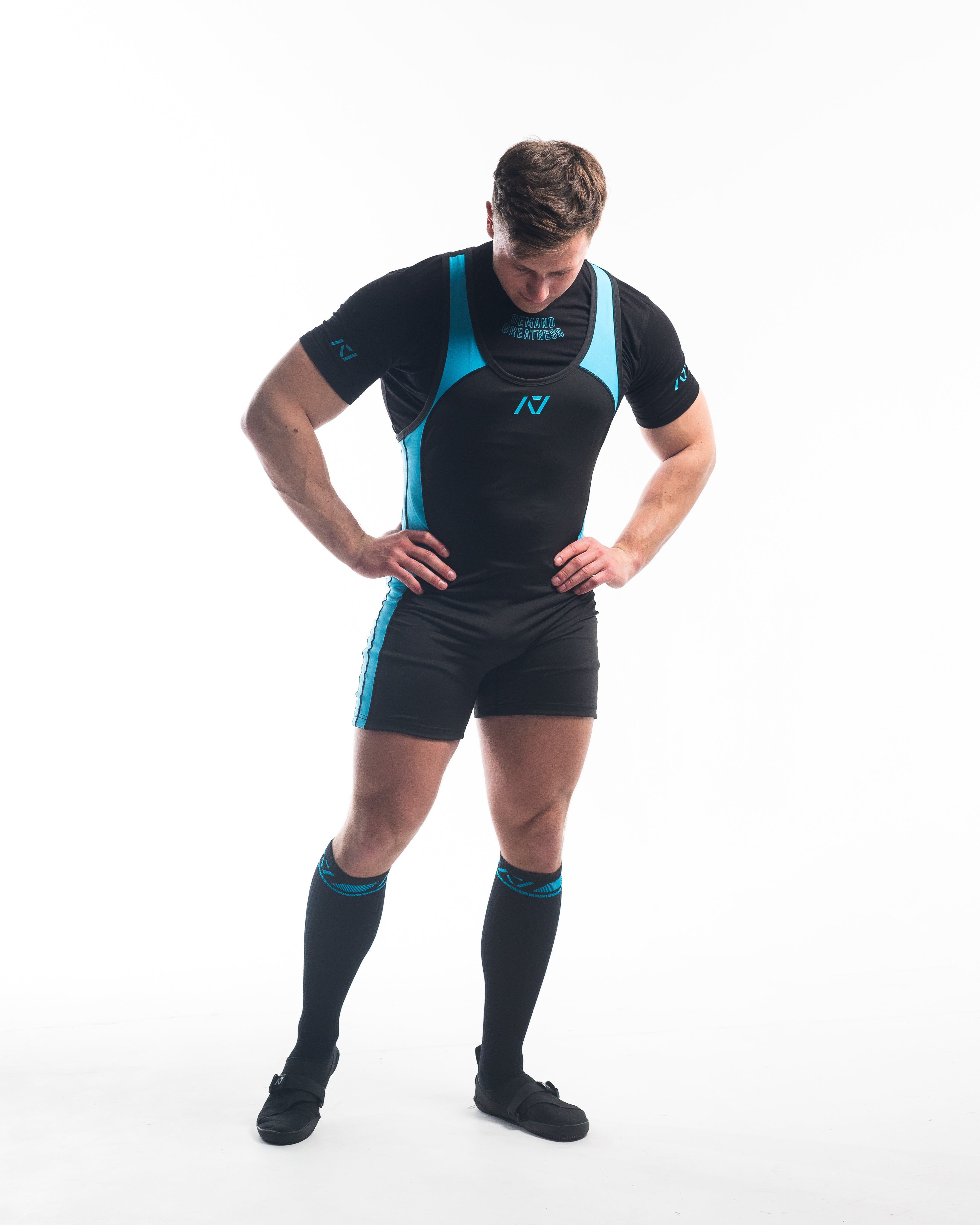 A7 IPF Approved Azul Luno singlet features extra lat mobility, side panel stitching to guide the squat depth level and curved panel design for a slimming look. The Women's cut singlet features a tapered waist and additional quad room. The IPF Approved Kit includes Luno Powerlifting Singlet, A7 Meet Shirt, A7 Deadlift Socks, Hourglass Knee Sleeves (Stiff Knee Sleeves and Rigor Mortis Knee Sleeves). All A7 Powerlifting Equipment shipping to UK, Norway, Switzerland and Iceland.