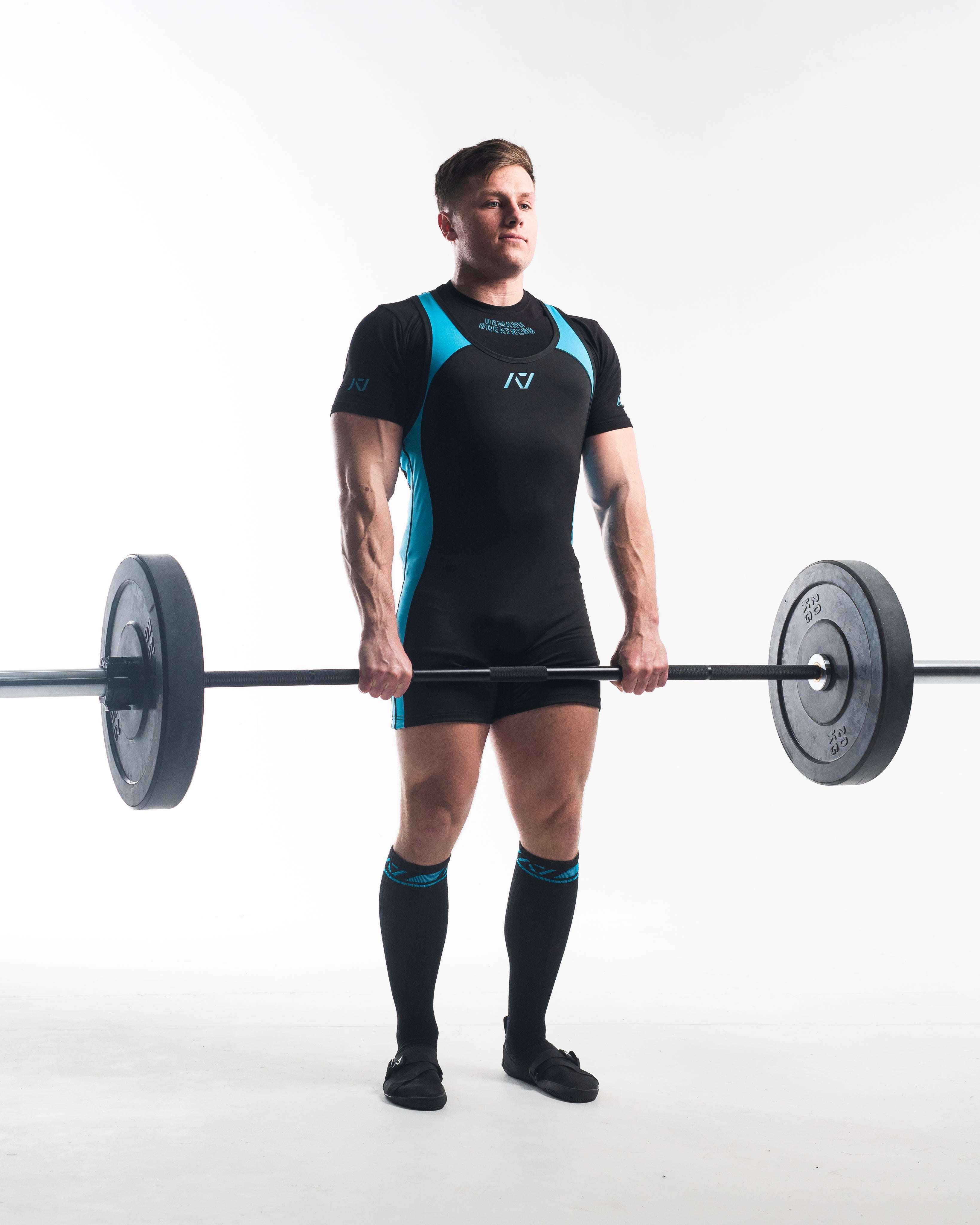 A7 IPF Approved Azul Luno singlet features extra lat mobility, side panel stitching to guide the squat depth level and curved panel design for a slimming look. The Women's cut singlet features a tapered waist and additional quad room. The IPF Approved Kit includes Luno Powerlifting Singlet, A7 Meet Shirt, A7 Deadlift Socks, Hourglass Knee Sleeves (Stiff Knee Sleeves and Rigor Mortis Knee Sleeves). All A7 Powerlifting Equipment shipping to UK, Norway, Switzerland and Iceland.