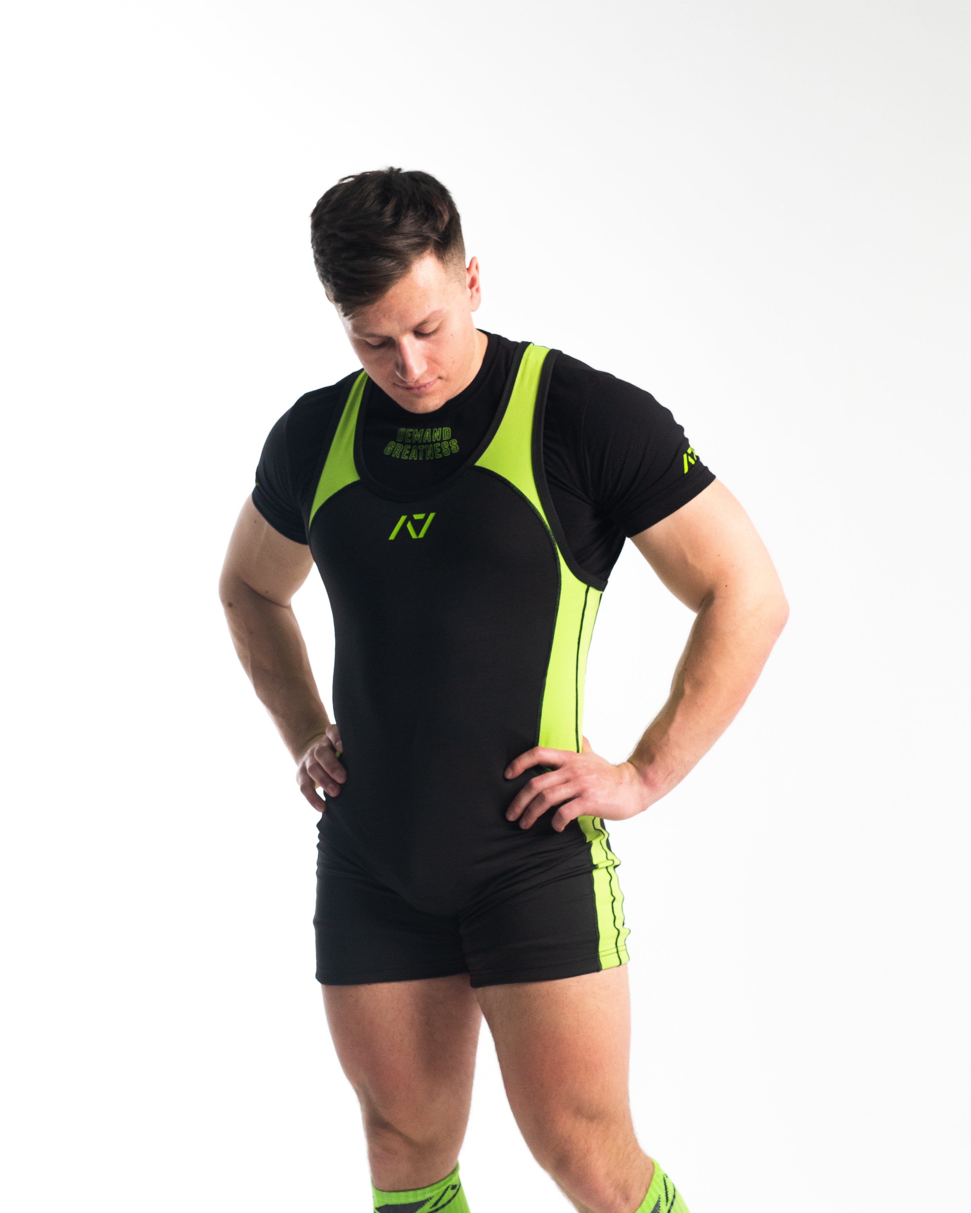 A7 IPF Approved Alien Luno singlet features extra lat mobility, side panel stitching to guide the squat depth level and curved panel design for a slimming look. The Women's cut singlet features a tapered waist and additional quad room. The IPF Approved Kit includes Alien Luno Powerlifting Singlet, A7 Meet Shirt, A7 Deadlift Socks, Hourglass Knee Sleeves (Stiff Knee Sleeves and Rigor Mortis Knee Sleeves). All A7 Powerlifting Equipment shipping to UK, Norway, Switzerland and Iceland.