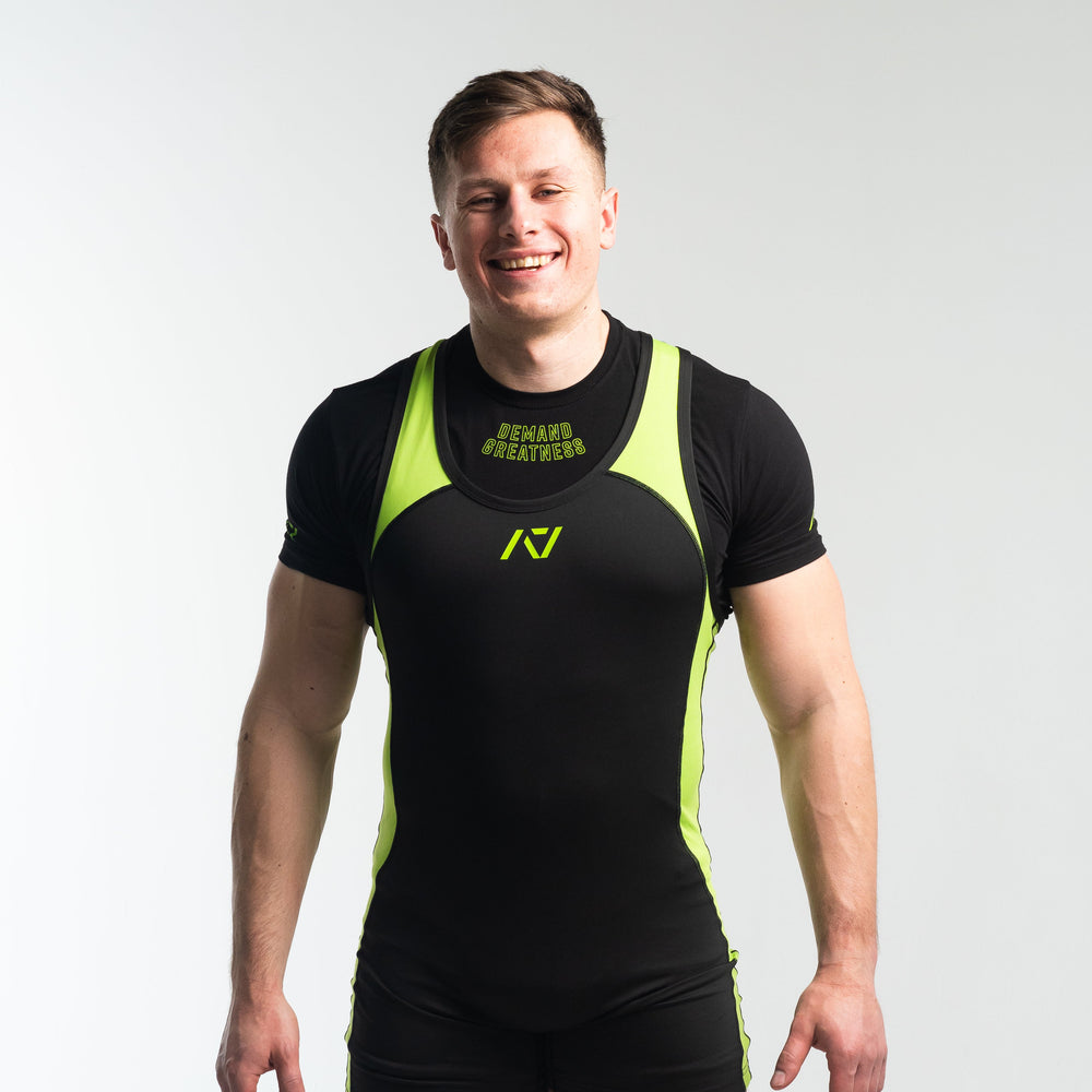 
                      
                        A7 IPF Approved Alien Luno singlet features extra lat mobility, side panel stitching to guide the squat depth level and curved panel design for a slimming look. The Women's cut singlet features a tapered waist and additional quad room. The IPF Approved Kit includes Alien Luno Powerlifting Singlet, A7 Meet Shirt, A7 Deadlift Socks, Hourglass Knee Sleeves (Stiff Knee Sleeves and Rigor Mortis Knee Sleeves). All A7 Powerlifting Equipment shipping to UK, Norway, Switzerland and Iceland.
                      
                    