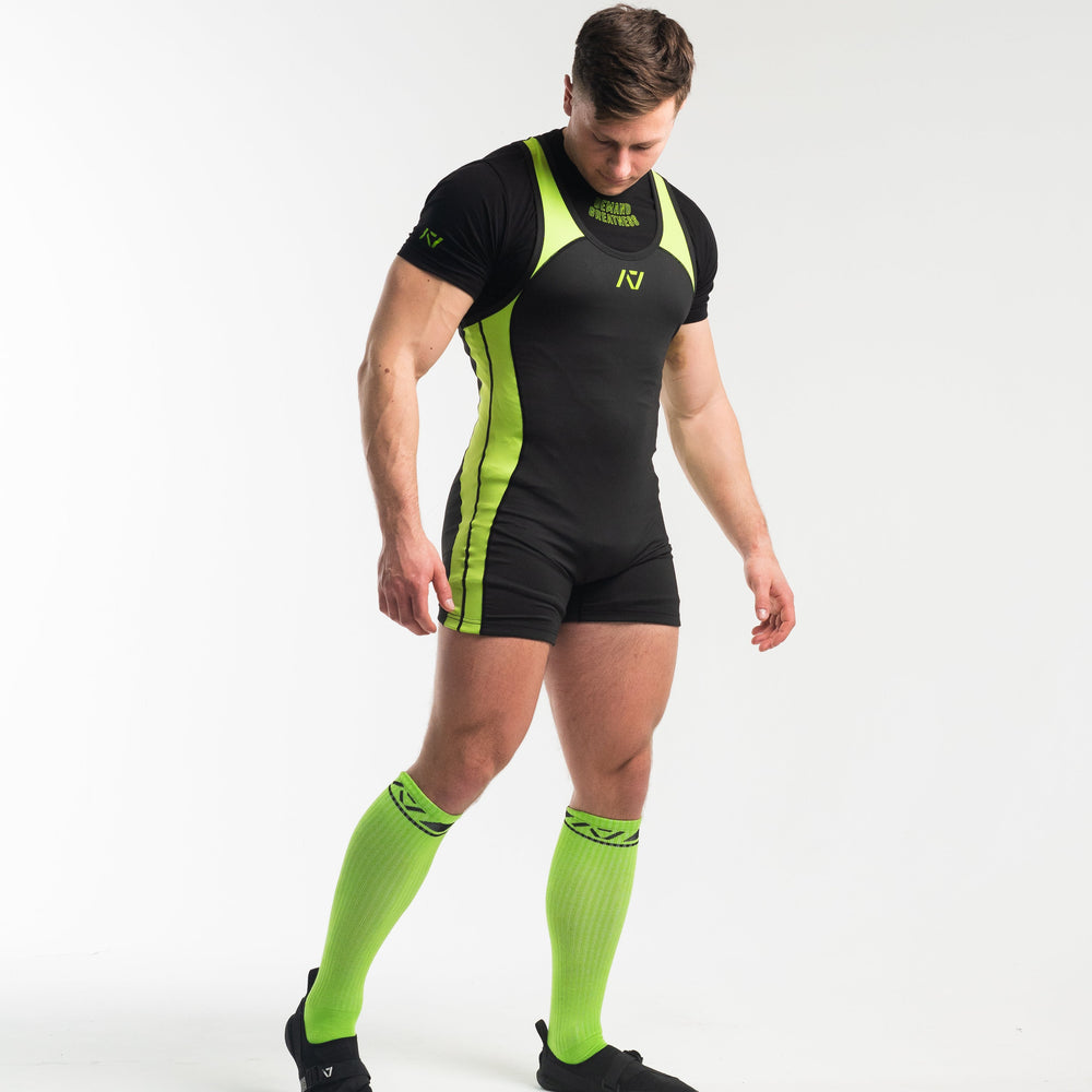 
                      
                        A7 IPF Approved Alien Luno singlet features extra lat mobility, side panel stitching to guide the squat depth level and curved panel design for a slimming look. The Women's cut singlet features a tapered waist and additional quad room. The IPF Approved Kit includes Alien Luno Powerlifting Singlet, A7 Meet Shirt, A7 Deadlift Socks, Hourglass Knee Sleeves (Stiff Knee Sleeves and Rigor Mortis Knee Sleeves). All A7 Powerlifting Equipment shipping to UK, Norway, Switzerland and Iceland.
                      
                    