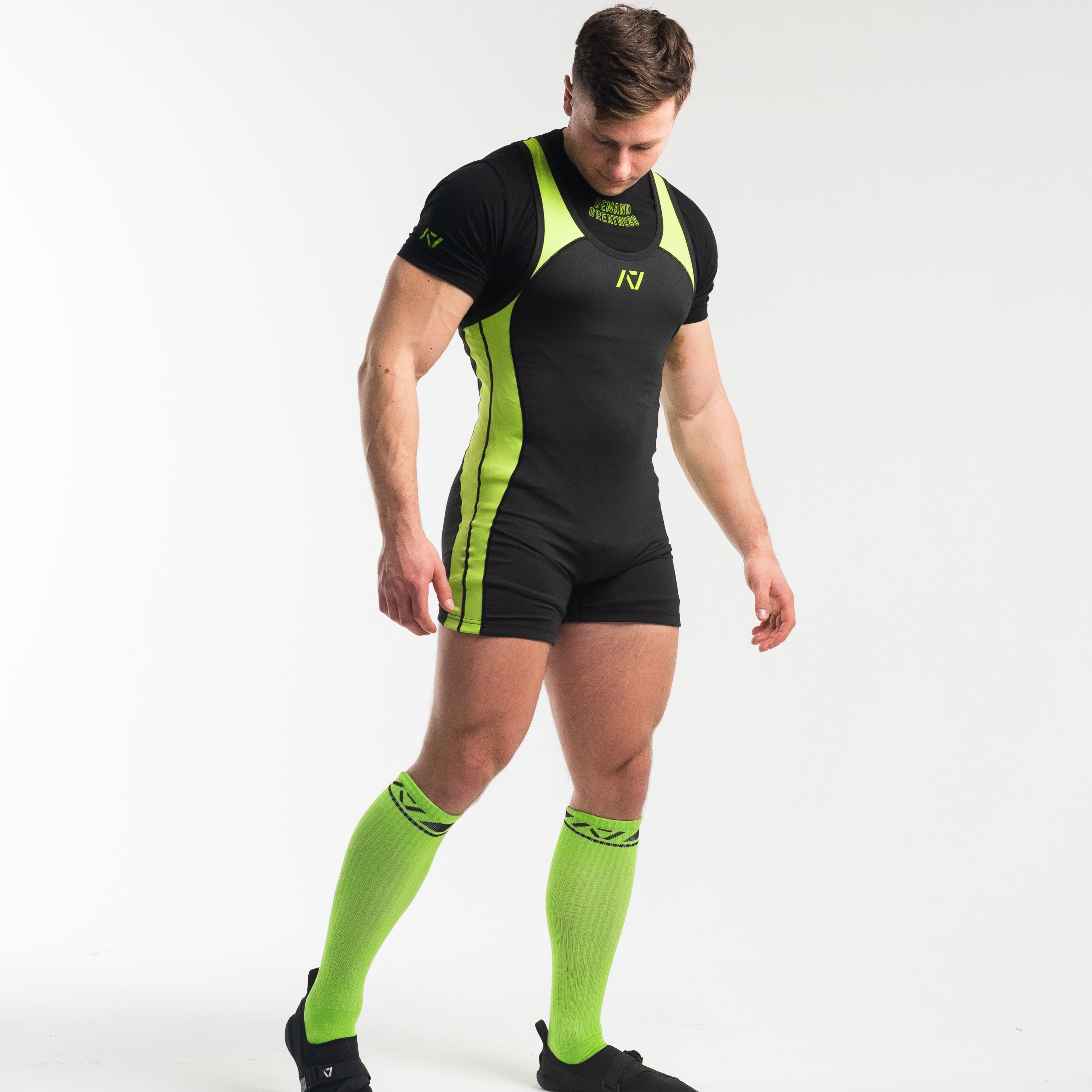 A7 IPF Approved Alien Luno singlet features extra lat mobility, side panel stitching to guide the squat depth level and curved panel design for a slimming look. The Women's cut singlet features a tapered waist and additional quad room. The IPF Approved Kit includes Alien Luno Powerlifting Singlet, A7 Meet Shirt, A7 Deadlift Socks, Hourglass Knee Sleeves (Stiff Knee Sleeves and Rigor Mortis Knee Sleeves). All A7 Powerlifting Equipment shipping to UK, Norway, Switzerland and Iceland.