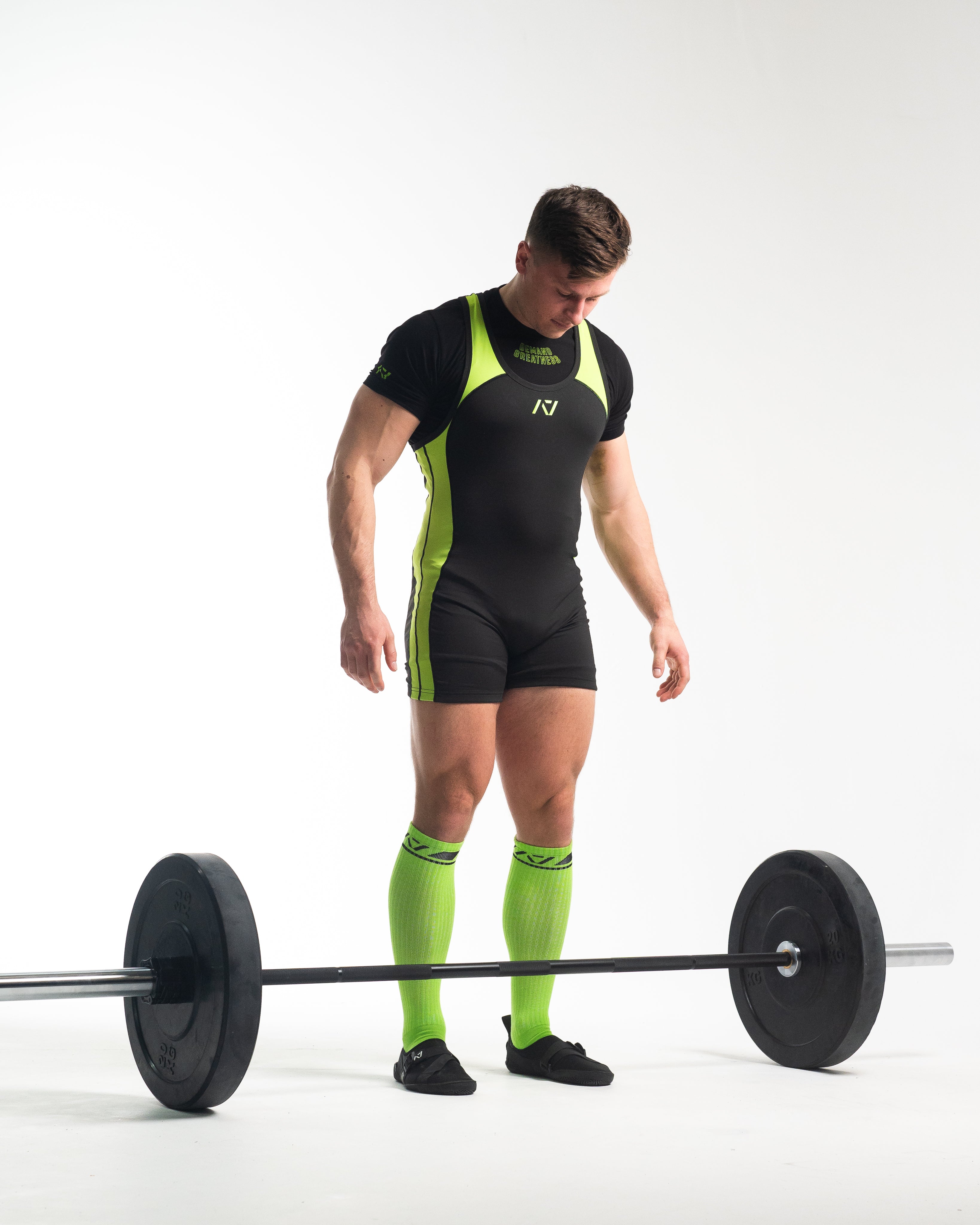 A7 IPF Approved Alien Luno singlet features extra lat mobility, side panel stitching to guide the squat depth level and curved panel design for a slimming look. The Women's cut singlet features a tapered waist and additional quad room. The IPF Approved Kit includes Alien Luno Powerlifting Singlet, A7 Meet Shirt, A7 Deadlift Socks, Hourglass Knee Sleeves (Stiff Knee Sleeves and Rigor Mortis Knee Sleeves). All A7 Powerlifting Equipment shipping to UK, Norway, Switzerland and Iceland.