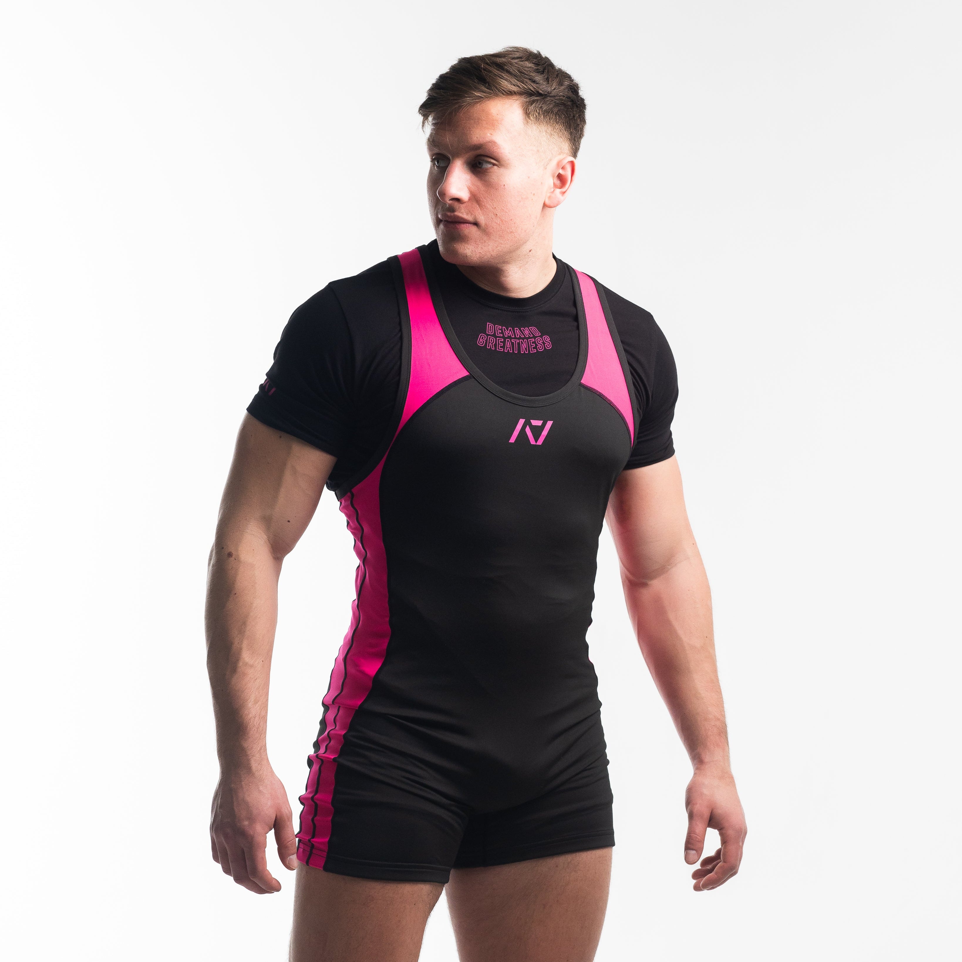 A7 IPF Approved Flamingo Luno singlet features extra lat mobility, side panel stitching to guide the squat depth level and curved panel design for a slimming look. The Women's cut singlet features a tapered waist and additional quad room. The IPF Approved Kit includes Luno Powerlifting Singlet, A7 Meet Shirt, A7 Zebra Wrist Wraps, A7 Deadlift Socks, Hourglass Knee Sleeves (Stiff Knee Sleeves and Rigor Mortis Knee Sleeves). All A7 Powerlifting Equipment shipping to UK, Norway, Switzerland and Iceland.