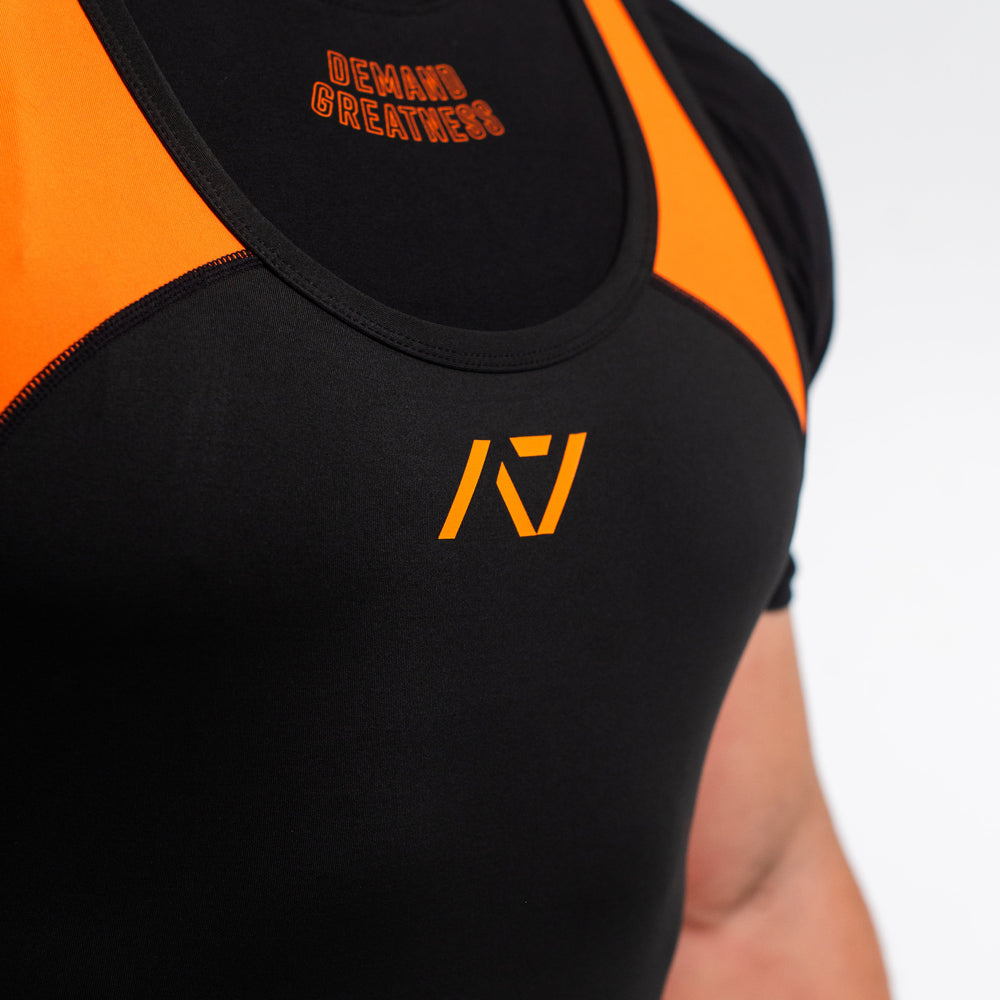 
                      
                        A7 IPF Approved Blaze Luno singlet features extra lat mobility, side panel stitching to guide the squat depth level and curved panel design for a slimming look. The Women's cut singlet features a tapered waist and additional quad room. The IPF Approved Kit includes Luno Powerlifting Singlet, A7 Meet Shirt, A7 Zebra Wrist Wraps, A7 Deadlift Socks, Hourglass Knee Sleeves (Stiff Knee Sleeves and Rigor Mortis Knee Sleeves). All A7 Powerlifting Equipment shipping to UK, Norway, Switzerland and Iceland.
                      
                    