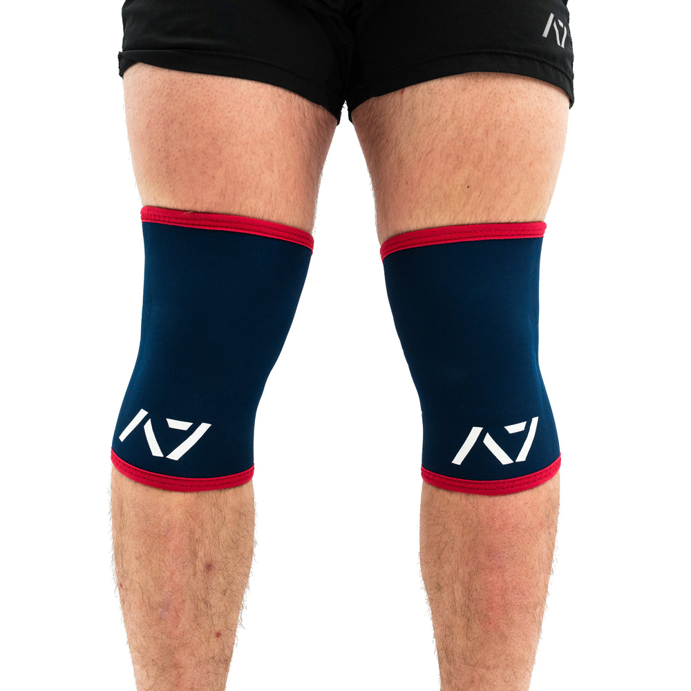 
                      
                        The IPF Approved A7 RWB Stiff knee sleeves are structured with a downward cut panel on the back of the quad and calf to ensure these have the ultimate compression at the knee joint. The A7 CONE RWB Stiff Knee Sleeves are IPF approved and are allowed in all IPF competitions and affiliate federations like the European Powerlifting Federation and all federations across Europe. A7 RWB Stiff Sleeves knee sleeves are IPF Approved Kit. A7 UK shipping to UK and Europe.
                      
                    