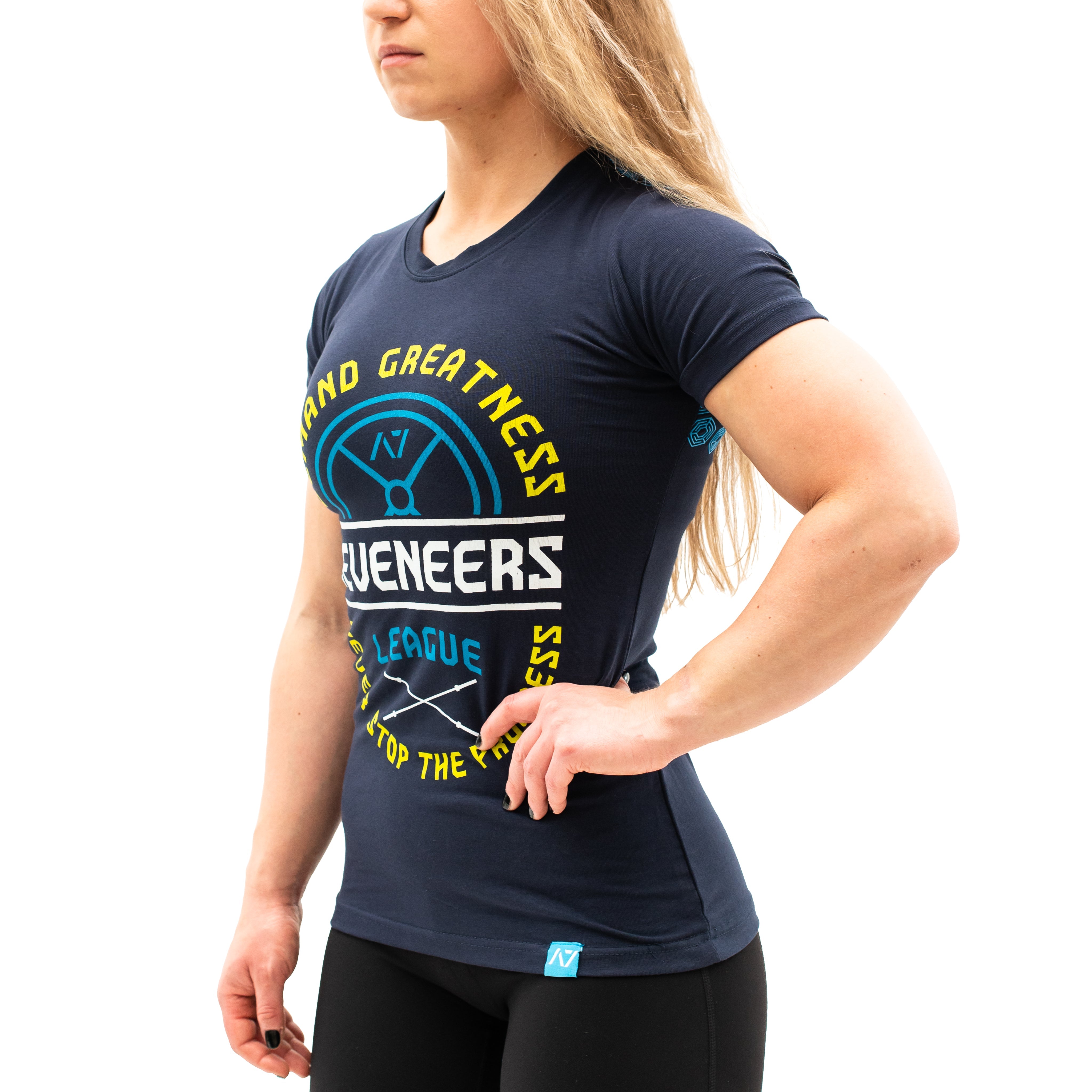 The Seveneers League bar grip - we demand greatness from life and never stop progressing towards out goals! A7 bar grip helps you stick to the bench during bench press and anchors the barbell to your back when squatting. Bar Grip is the ultimate training shirt for powerlifting, strongman and weightlifting workouts. Seveneers Bar Grip is a perfect gift for a powerlifter. Purchase Seveneers League Bar Grip from A7 UK for shipping to UK.