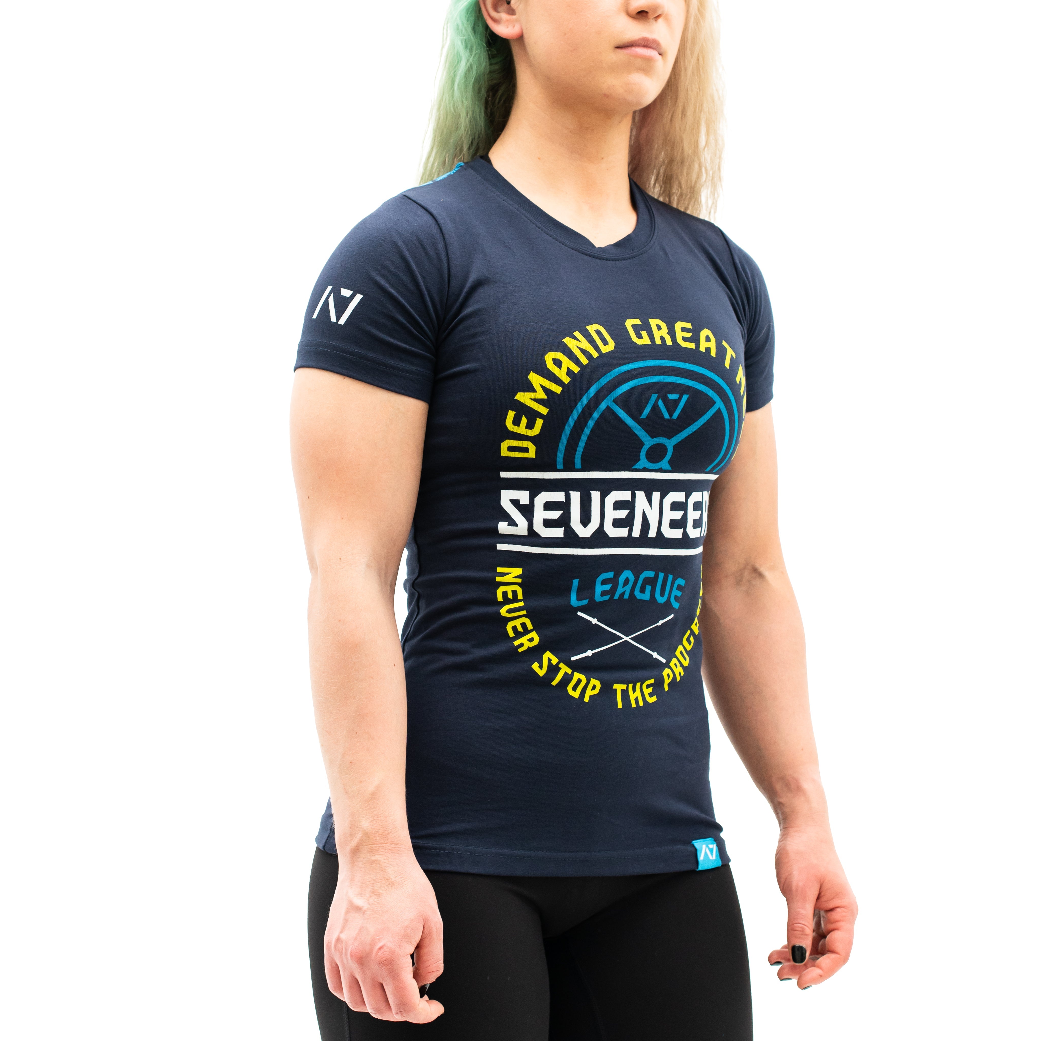 The Seveneers League bar grip - we demand greatness from life and never stop progressing towards out goals! A7 bar grip helps you stick to the bench during bench press and anchors the barbell to your back when squatting. Bar Grip is the ultimate training shirt for powerlifting, strongman and weightlifting workouts. Seveneers Bar Grip is a perfect gift for a powerlifter. Purchase Seveneers League Bar Grip from A7 UK for shipping to UK.