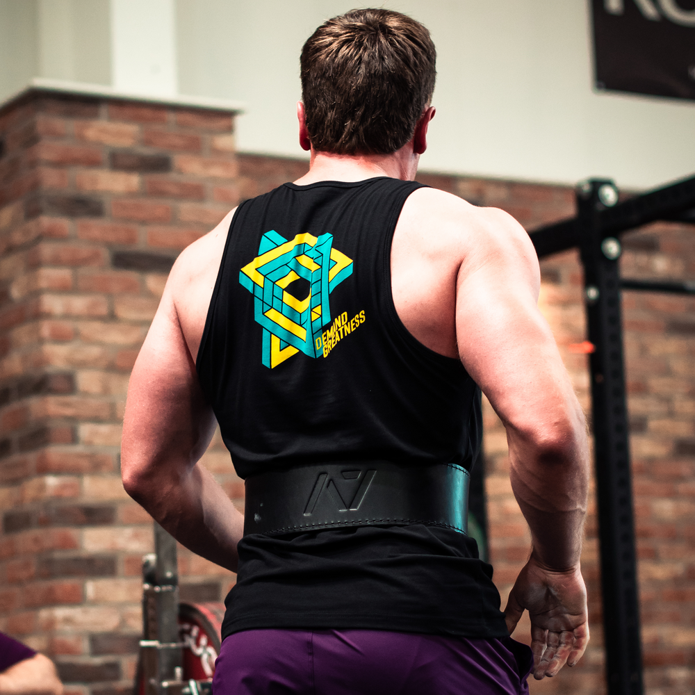 
                      
                        Geo Weave Non Bar Grip Tank T-Shirt is perfect for in and out of the gym. Purchase Geo Weave Non Bar Grip tshirt UK from A7 UK. Purchase Geo Weave Shirt Europe from A7 UK. Best gymwear shipping to UK and Europe from A7 UK. Geo Weave is our newest Non Bar Grip Design. The best Powerlifting apparel for all your workouts. Available in UK and Europe including France, Italy, Germany, Sweden and Poland.
                      
                    