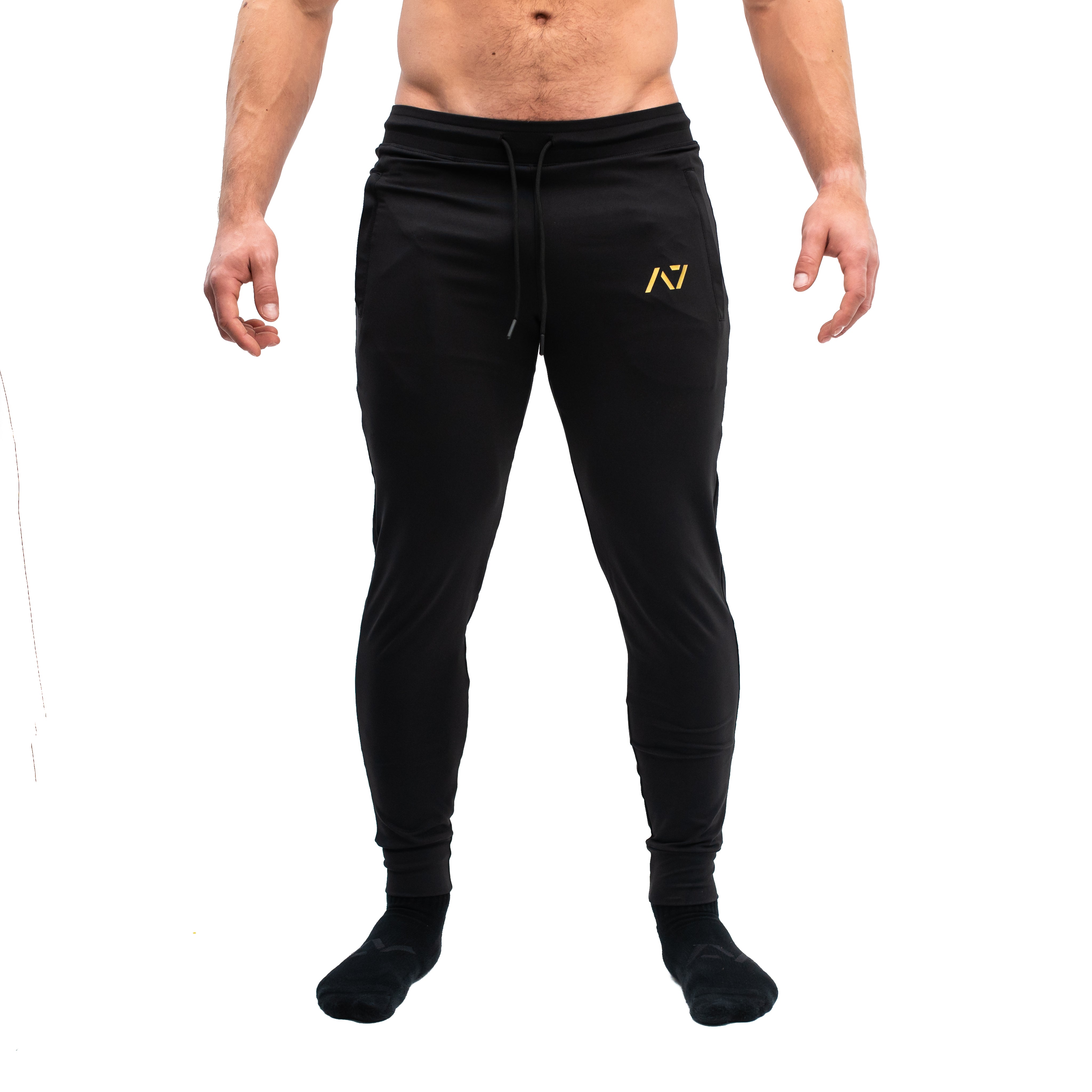 Gold Standard Defy joggers are just as comfortable in the gym as they are going out. These are made with premium moisture-wicking 4-way-stretch material for greater range of motion. These are a great fit for both men and women and offer deep zippered pockets and tapered leg design. Purchase Gold Standard Defy Joggers from A7 UK shipping to UK or A7 Europe shipping to EU.