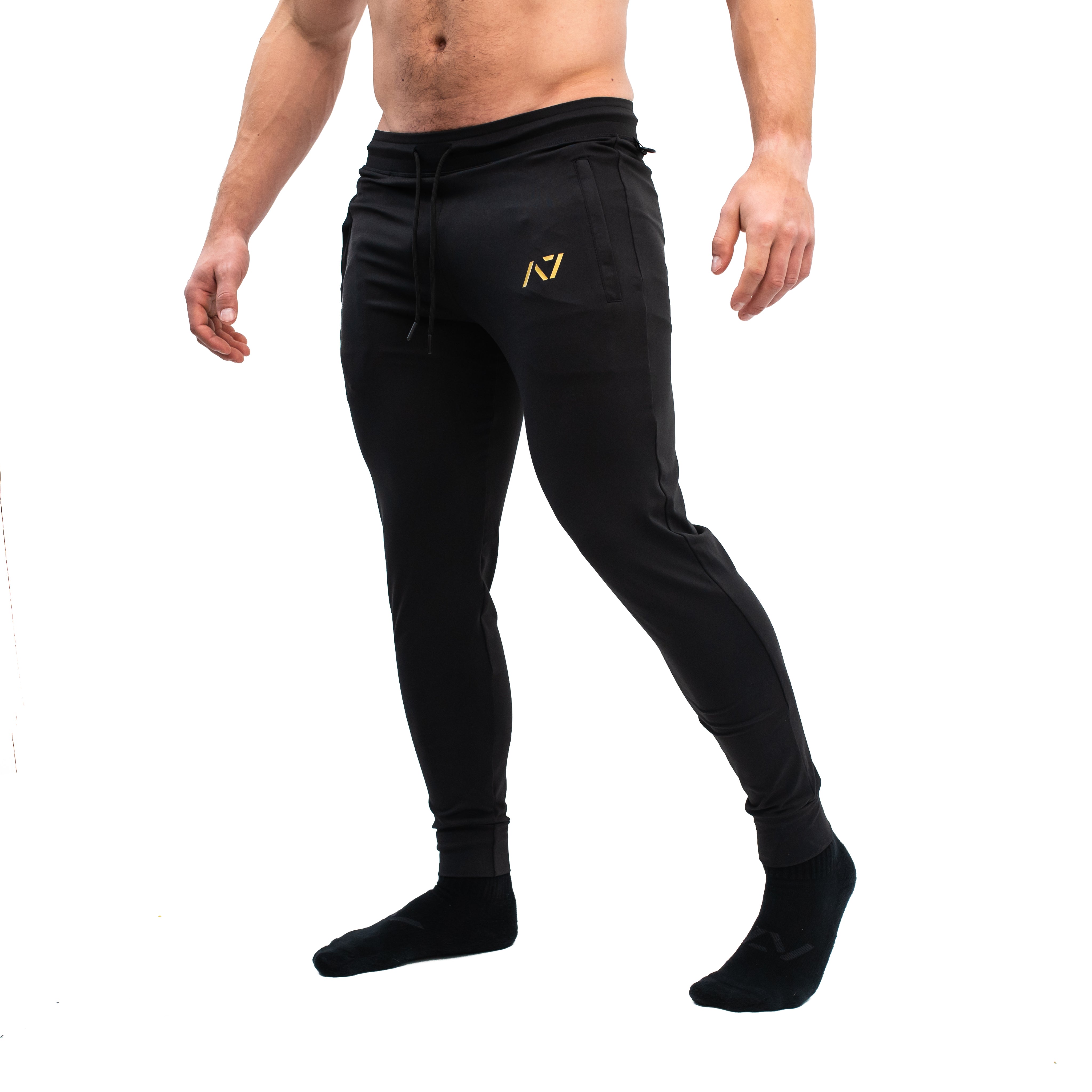 Gold Standard Defy joggers are just as comfortable in the gym as they are going out. These are made with premium moisture-wicking 4-way-stretch material for greater range of motion. These are a great fit for both men and women and offer deep zippered pockets and tapered leg design. Purchase Gold Standard Defy Joggers from A7 UK shipping to UK or A7 Europe shipping to EU.