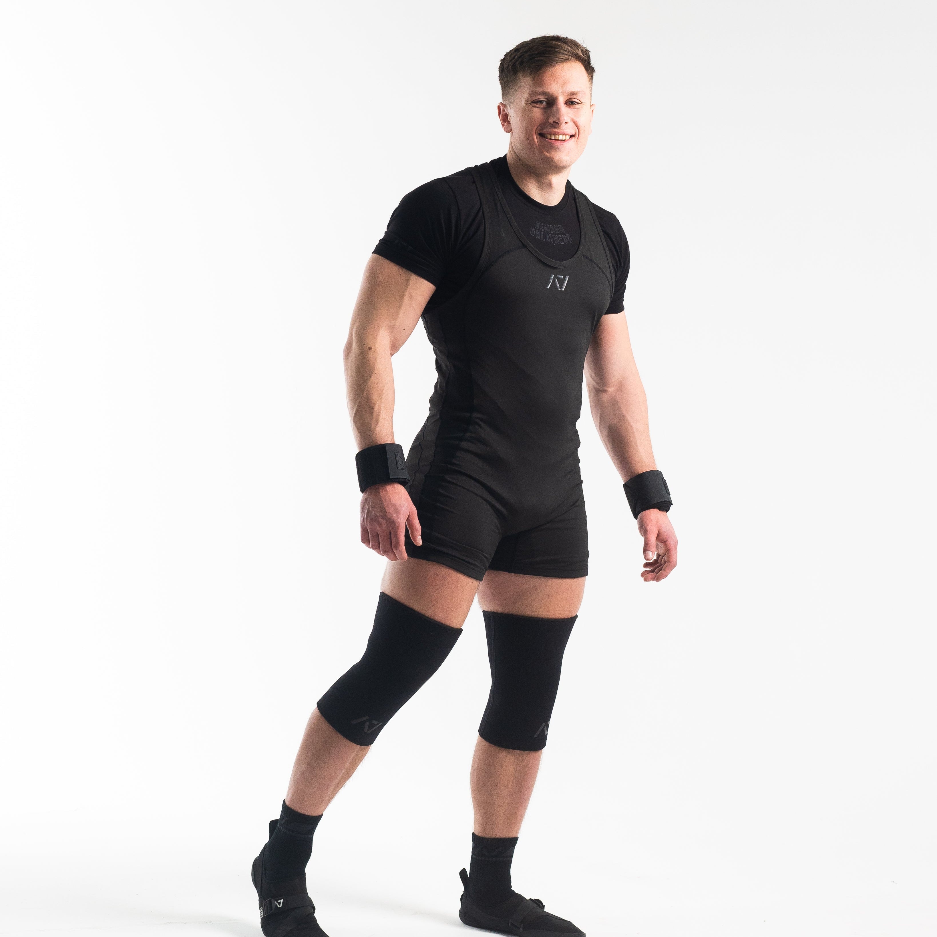 A7 IPF Approved Stealth Luno singlet features extra lat mobility, side panel stitching to guide the squat depth level and curved panel design for a slimming look. The Women's cut singlet features a tapered waist and additional quad room. The IPF Approved Kit includes Luno Powerlifting Singlet, A7 Meet Shirt, A7 Zebra Wrist Wraps, A7 Deadlift Socks, Hourglass Knee Sleeves (Stiff Knee Sleeves and Rigor Mortis Knee Sleeves). All A7 Powerlifting Equipment shipping to UK, Norway, Switzerland and Iceland.