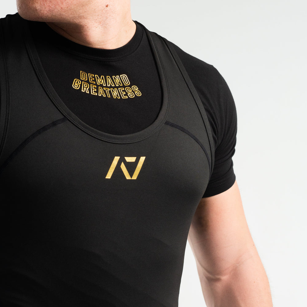 
                      
                        A7 IPF Approved Gold Standard Luno singlet features extra lat mobility, side panel stitching to guide the squat depth level and curved panel design for a slimming look. The Women's cut singlet features a tapered waist and additional quad room. The IPF Approved Kit includes Luno Powerlifting Singlet, A7 Meet Shirt, A7 Zebra Wrist Wraps, A7 Deadlift Socks, Hourglass Knee Sleeves (Stiff Knee Sleeves and Rigor Mortis Knee Sleeves). All A7 Powerlifting Equipment shipping to UK, Norway, Switzerland and Iceland.
                      
                    