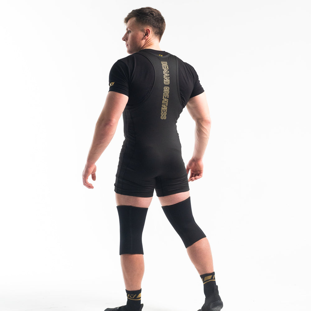 
                      
                        A7 IPF Approved Gold Standard Luno singlet features extra lat mobility, side panel stitching to guide the squat depth level and curved panel design for a slimming look. The Women's cut singlet features a tapered waist and additional quad room. The IPF Approved Kit includes Luno Powerlifting Singlet, A7 Meet Shirt, A7 Zebra Wrist Wraps, A7 Deadlift Socks, Hourglass Knee Sleeves (Stiff Knee Sleeves and Rigor Mortis Knee Sleeves). All A7 Powerlifting Equipment shipping to UK, Norway, Switzerland and Iceland.
                      
                    
