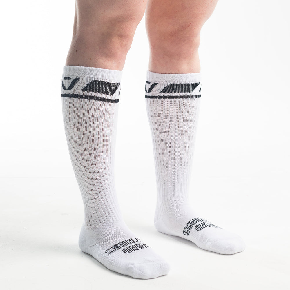 
                      
                        A7 Domino Deadlift socks are designed specifically for pulls and keep your shins protected from scrapes. A7 deadlift socks are a perfect pair to wear in training or powerlifting competition. The IPF Approved Kit includes Powerlifting Singlet, A7 Meet Shirt, A7 Zebra Wrist Wraps, A7 Deadlift Socks, Hourglass Knee Sleeves (Stiff Knee Sleeves and Rigor Mortis Knee Sleeves). All A7 Powerlifting Equipment shipping to UK, Norway, Switzerland and Iceland.
                      
                    