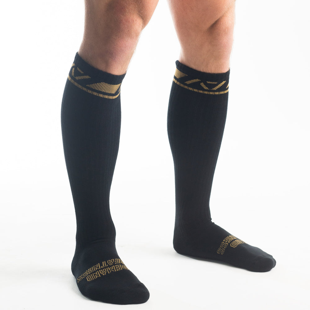 
                      
                        A7 Gold Standard Deadlift socks are designed specifically for pulls and keep your shins protected from scrapes. A7 deadlift socks are a perfect pair to wear in training or powerlifting competition. The IPF Approved Kit includes Powerlifting Singlet, A7 Meet Shirt, A7 Zebra Wrist Wraps, A7 Deadlift Socks, Hourglass Knee Sleeves (Stiff Knee Sleeves and Rigor Mortis Knee Sleeves). All A7 Powerlifting Equipment shipping to UK, Norway, Switzerland and Iceland.
                      
                    