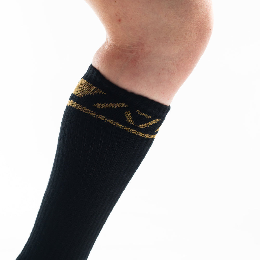 
                      
                        A7 Gold Standard Deadlift socks are designed specifically for pulls and keep your shins protected from scrapes. A7 deadlift socks are a perfect pair to wear in training or powerlifting competition. The IPF Approved Kit includes Powerlifting Singlet, A7 Meet Shirt, A7 Zebra Wrist Wraps, A7 Deadlift Socks, Hourglass Knee Sleeves (Stiff Knee Sleeves and Rigor Mortis Knee Sleeves). All A7 Powerlifting Equipment shipping to UK, Norway, Switzerland and Iceland.
                      
                    