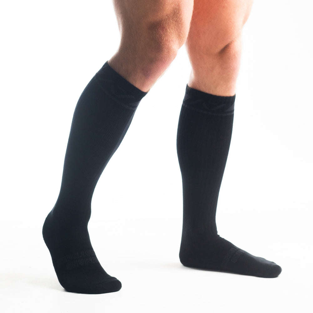 
                      
                        A7 Stealth Deadlift socks are designed specifically for pulls and keep your shins protected from scrapes. A7 deadlift socks are a perfect pair to wear in training or powerlifting competition. The IPF Approved Kit includes Powerlifting Singlet, A7 Meet Shirt, A7 Zebra Wrist Wraps, A7 Deadlift Socks, Hourglass Knee Sleeves (Stiff Knee Sleeves and Rigor Mortis Knee Sleeves). All A7 Powerlifting Equipment shipping to UK, Norway, Switzerland and Iceland.
                      
                    