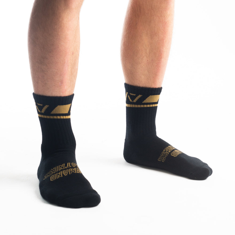 
                      
                        A7 Gold Standard Crew socks showcase gold logos and let your energy show on the platform, in your training or while out and about. The IPF Approved Gold Standard Meet Kit includes Powerlifting Singlet, A7 Meet Shirt, A7 Zebra Wrist Wraps, A7 Deadlift Socks, Hourglass Knee Sleeves (Stiff Knee Sleeves and Rigor Mortis Knee Sleeves). All A7 Powerlifting Equipment shipping to UK, Norway, Switzerland and Iceland.
                      
                    