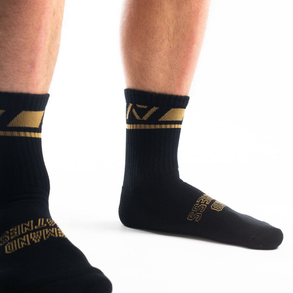 
                      
                        A7 Gold Standard Crew socks showcase gold logos and let your energy show on the platform, in your training or while out and about. The IPF Approved Gold Standard Meet Kit includes Powerlifting Singlet, A7 Meet Shirt, A7 Zebra Wrist Wraps, A7 Deadlift Socks, Hourglass Knee Sleeves (Stiff Knee Sleeves and Rigor Mortis Knee Sleeves). All A7 Powerlifting Equipment shipping to UK, Norway, Switzerland and Iceland.
                      
                    