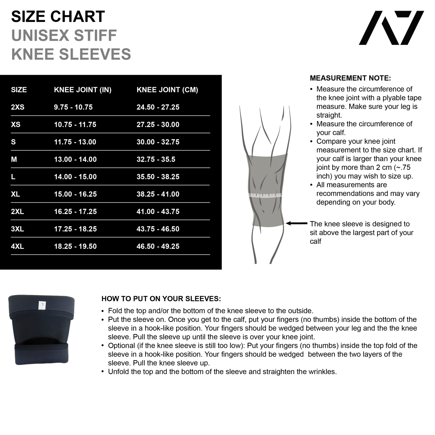 A7 Inferno Stiff knee sleeves feature black and red design. These are structured with a downward cut panel on the back of the quad and calf to ensure these have the ultimate compression at the knee joint. The A7 CONE Inferno Stiff Knee Sleeves are IPF approved and are allowed in all IPF competitions and affiliate federations like the European Powerlifting Federation and all federations across Europe. A7 UK shipping to UK and Europe. 