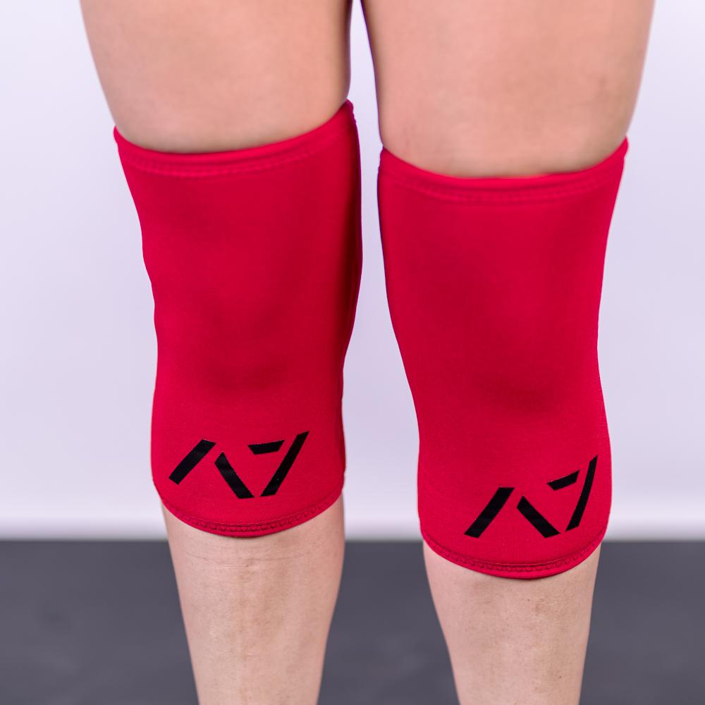 A7 IPF approved Fire Red CONE knee sleeves are structured with a downward cut panel on the back of the quad and calf to ensure ultimate compression at the knee joint. A7 CONE knee sleeves are IPF approved for use in all powerlifting competitions. A7 CONE Knee Sleeves are IPF Approved Kit. A7 cone knee sleeves are made with high quality neoprene and the knee sleeves are sold as a pair. The double seam on the knee sleeves create a greater tension on the knee joint. A7 UK shipping to UK and Europe. 